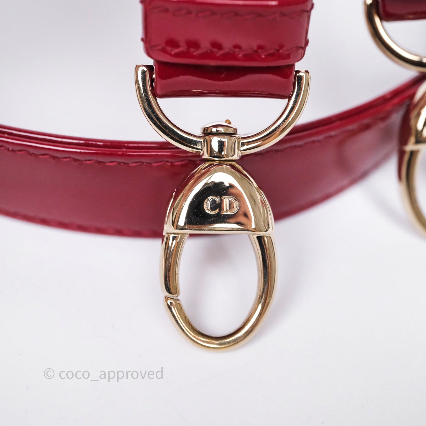 Christian Dior Medium Lady Dior Red Patent Cannage Calfskin Gold Hardware