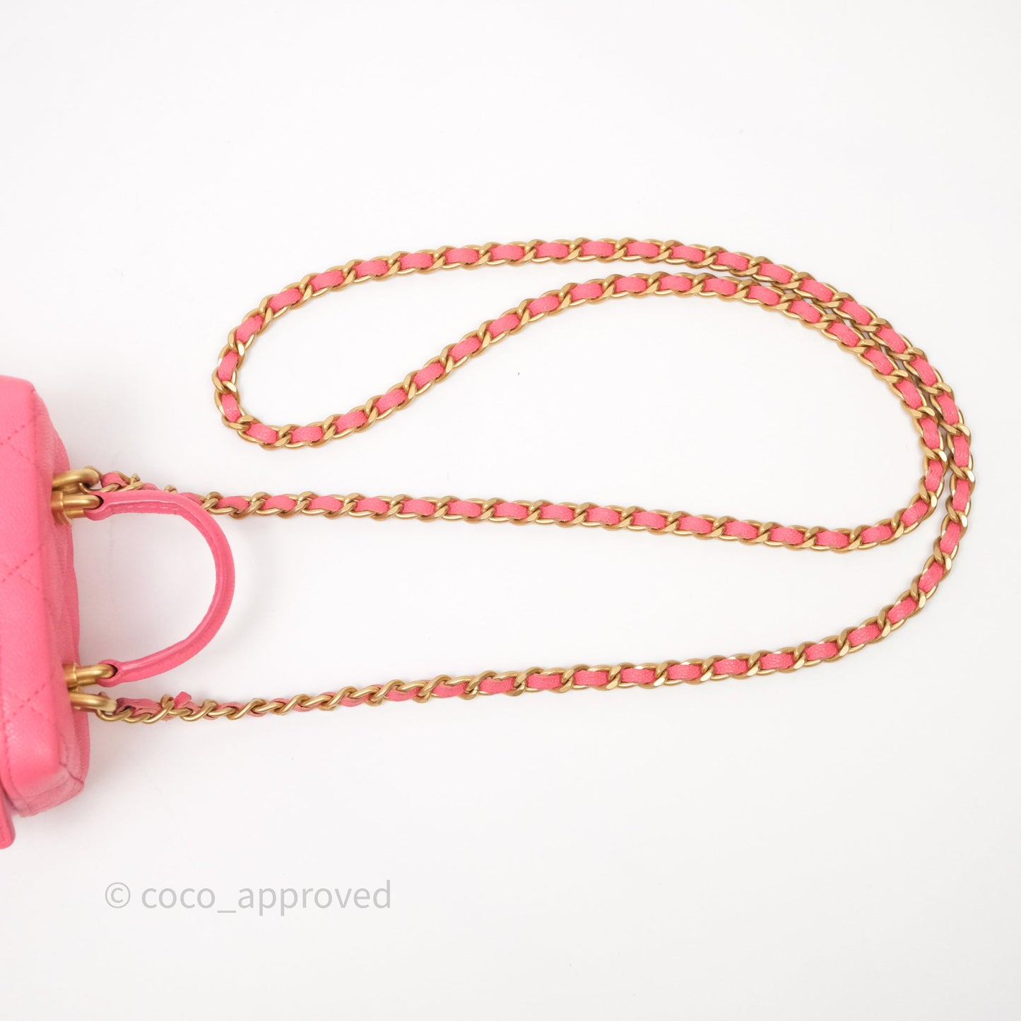 Chanel Quilted Mini Top Handle Vanity With Chain Pink Caviar Aged Gold Hardware