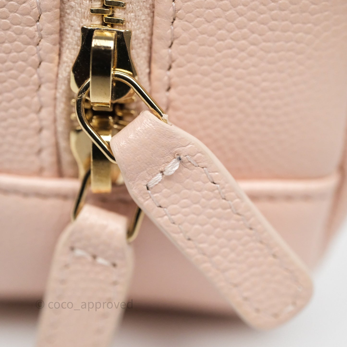 Chanel Quilted Curvy Cosmetic Pouch Beige Pink Caviar Gold Hardware