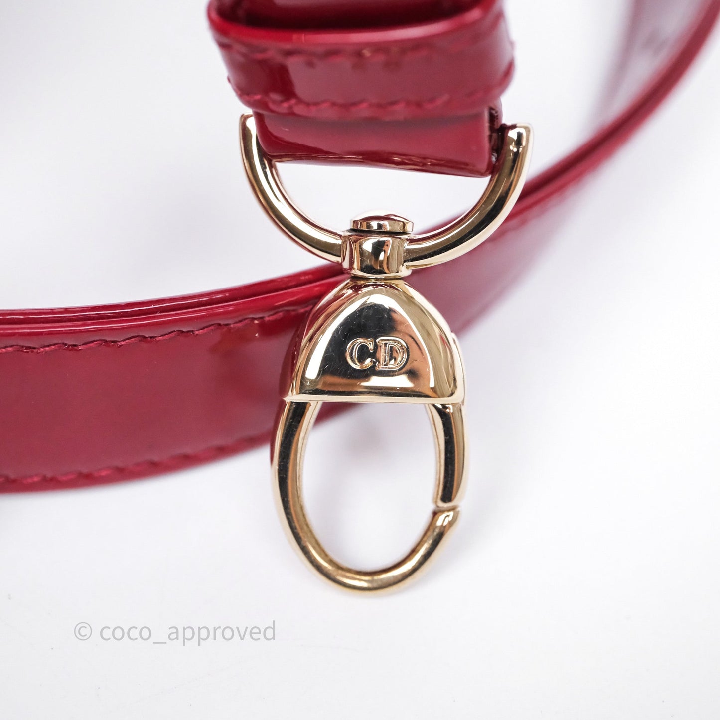 Christian Dior Medium Lady Dior Red Patent Cannage Calfskin Gold Hardware