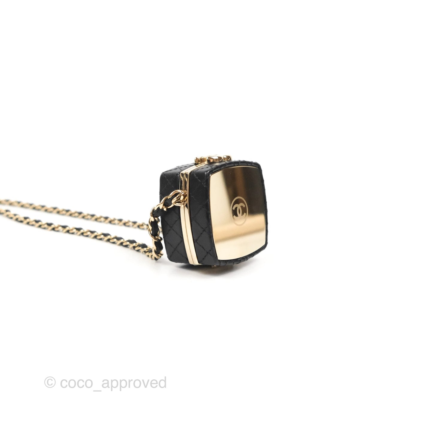 Chanel Mini Beauty Box Clutch With Chain Black Gold Hardware