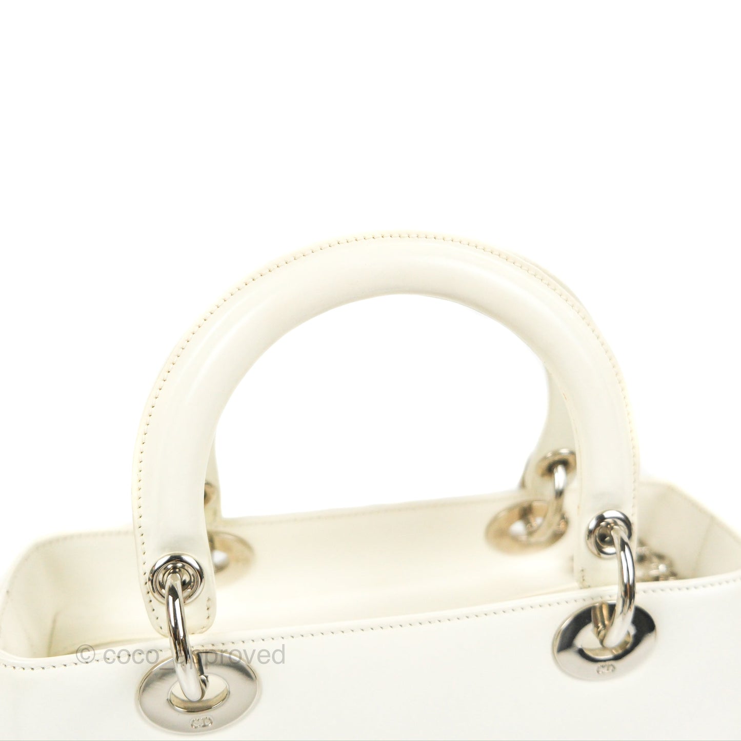 Christian Dior Lady Dior White Calfskin Silver Hardware