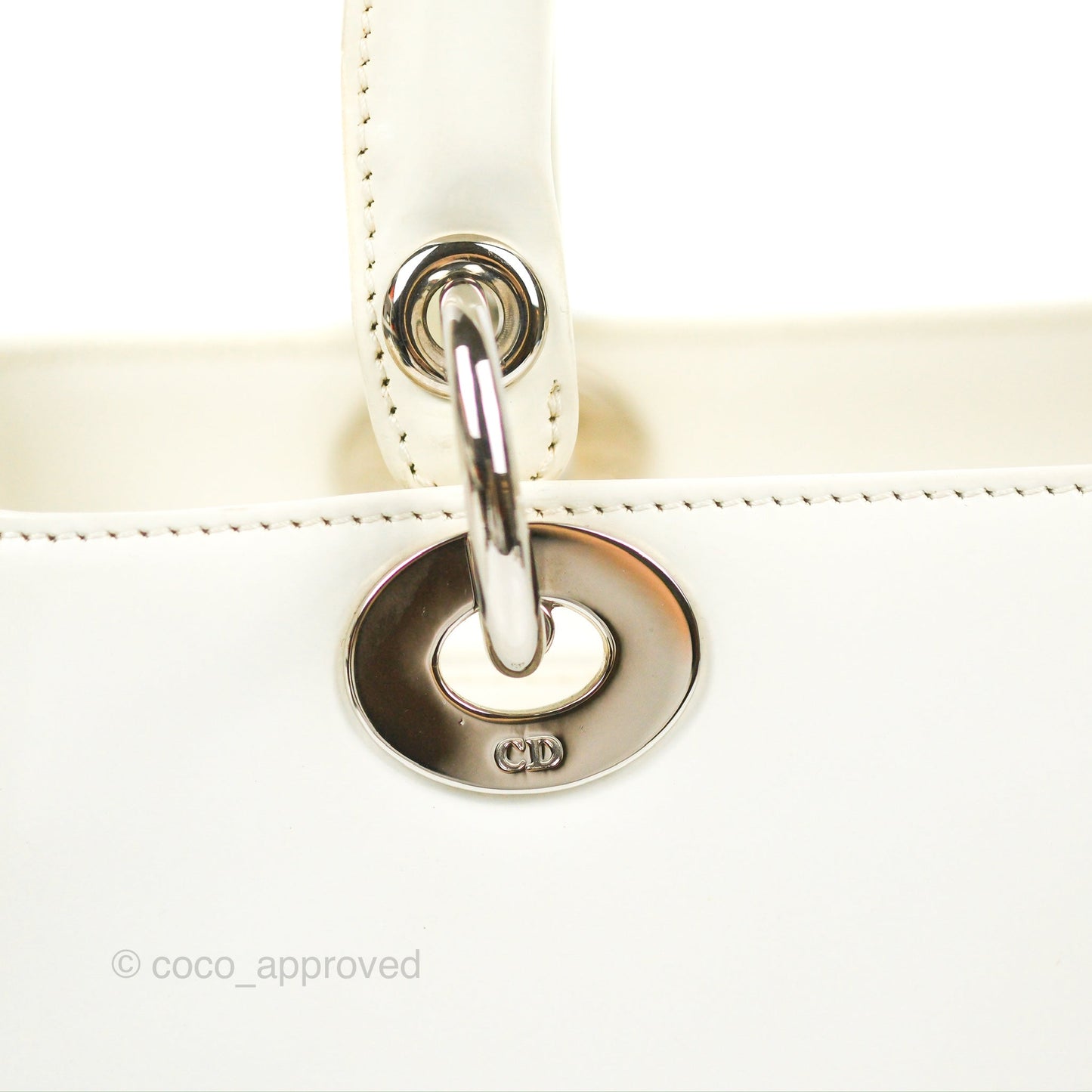 Christian Dior Lady Dior White Calfskin Silver Hardware