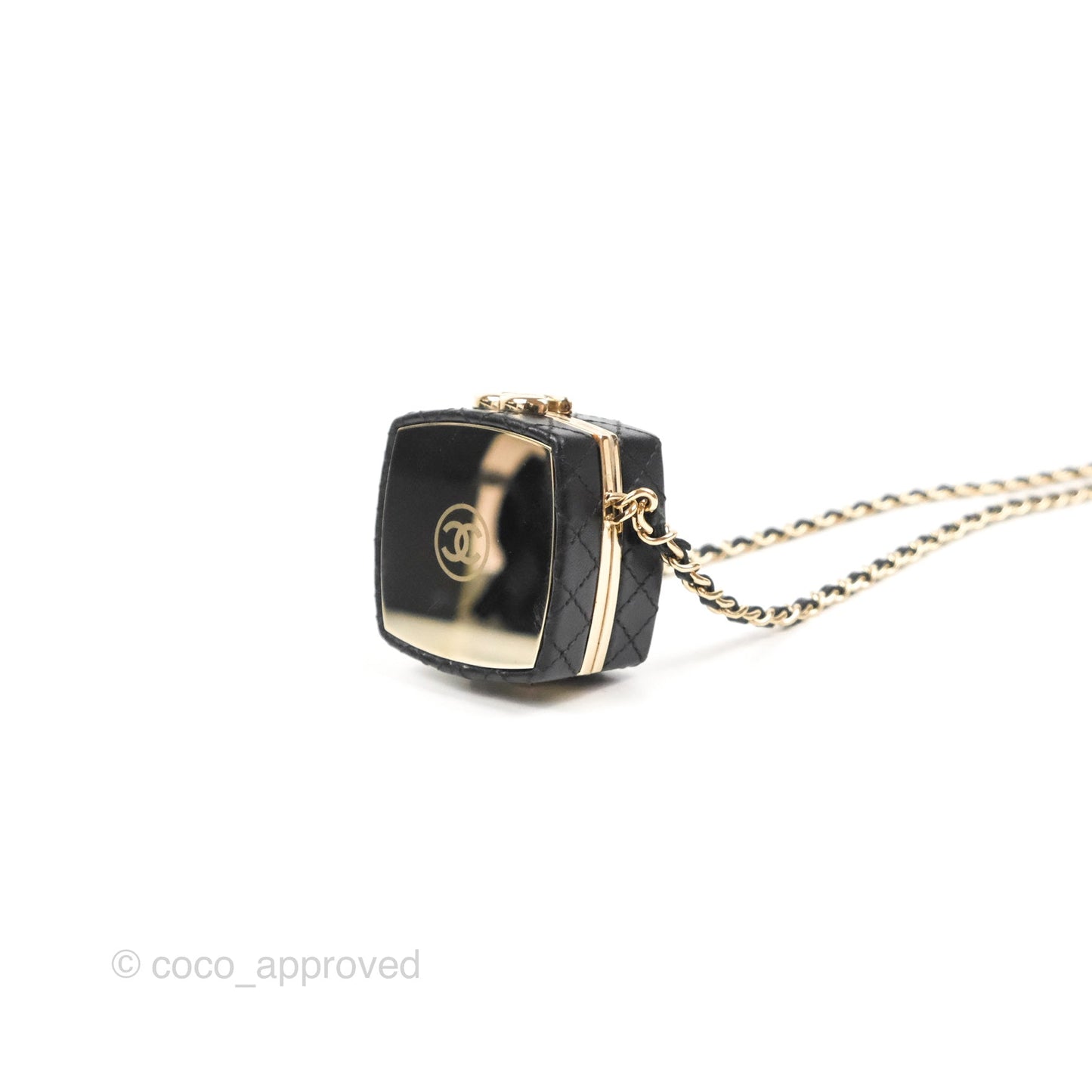 Chanel Mini Beauty Box Clutch With Chain Black Gold Hardware