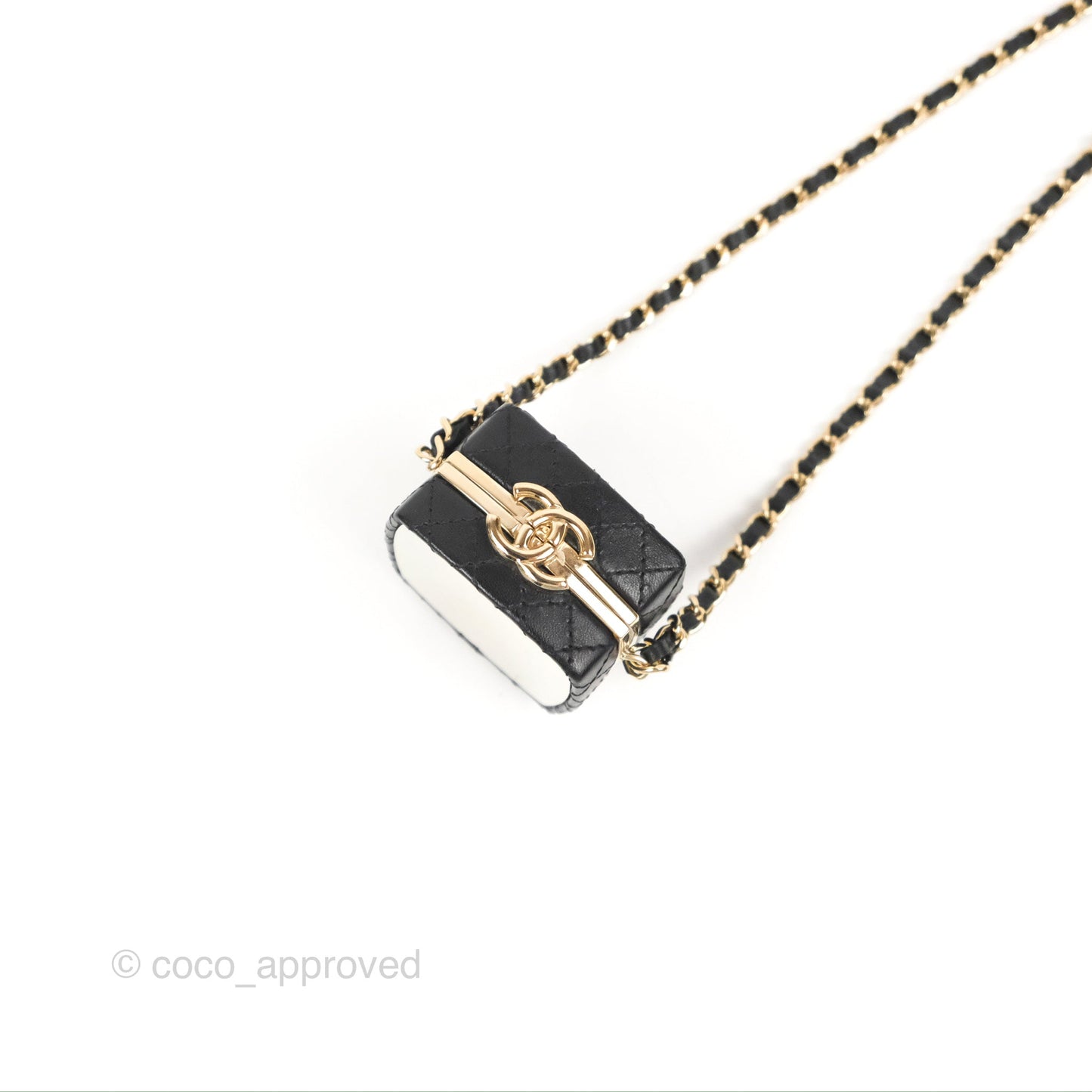 Chanel Mini Beauty Box Clutch With Chain Black Gold Hardware