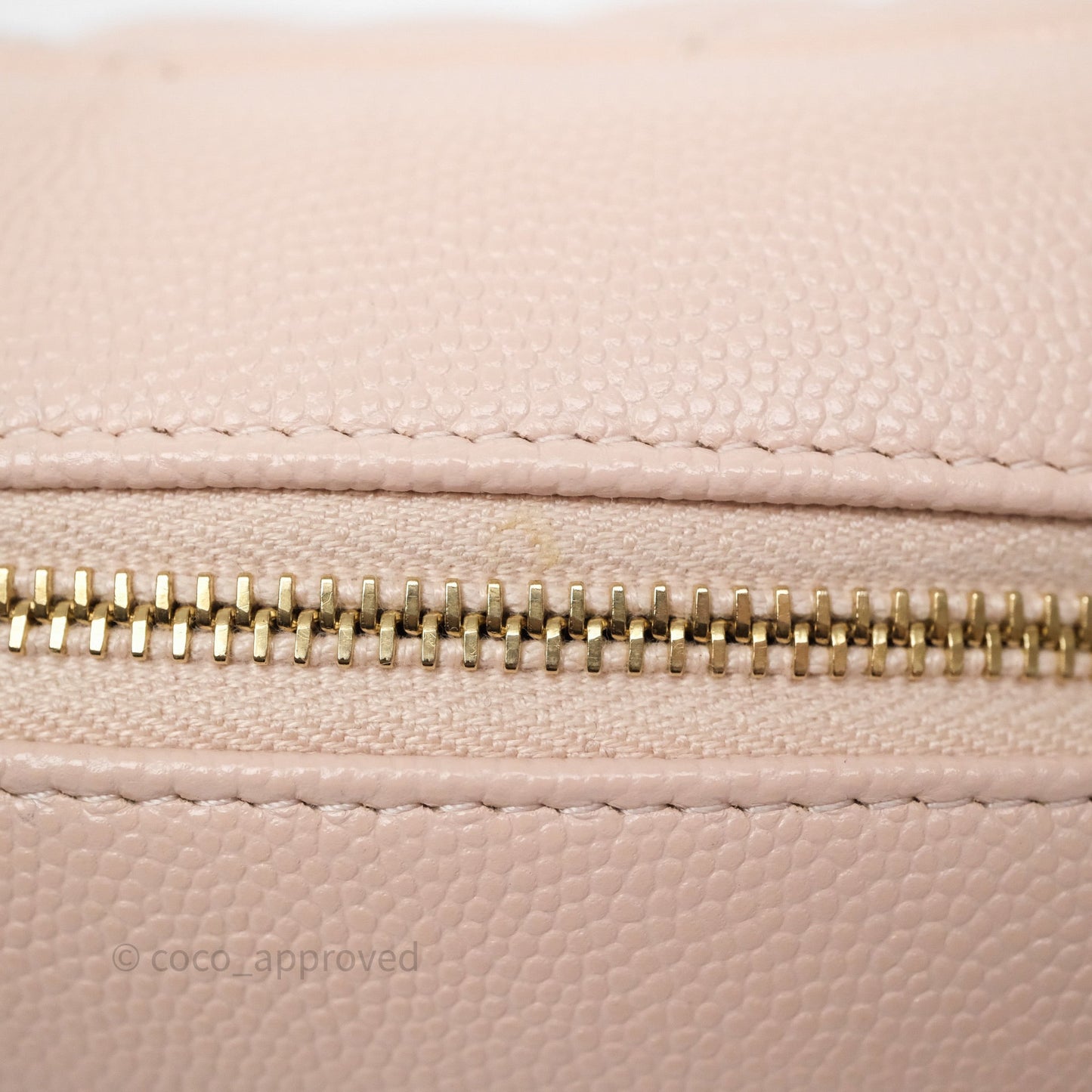 Chanel Quilted Curvy Cosmetic Pouch Beige Pink Caviar Gold Hardware