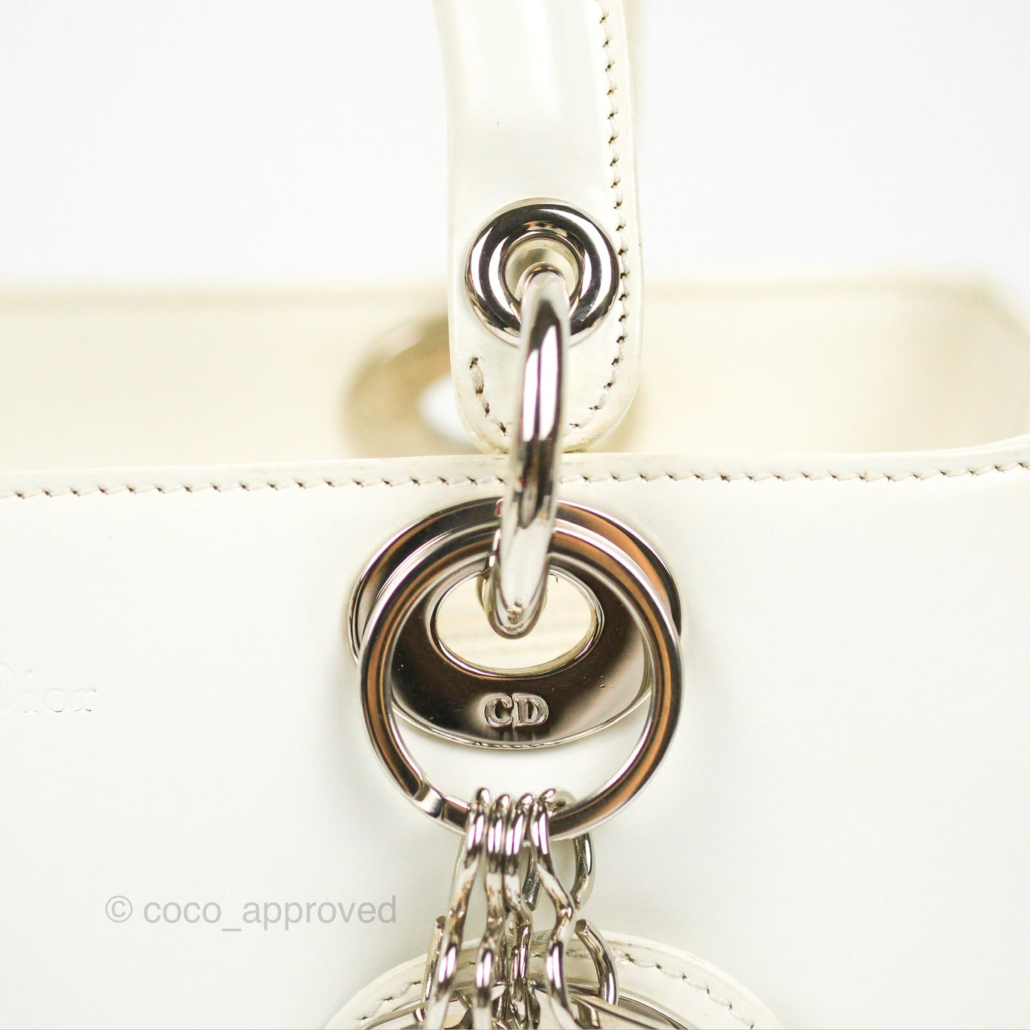 Christian Dior Lady Dior White Calfskin Silver Hardware