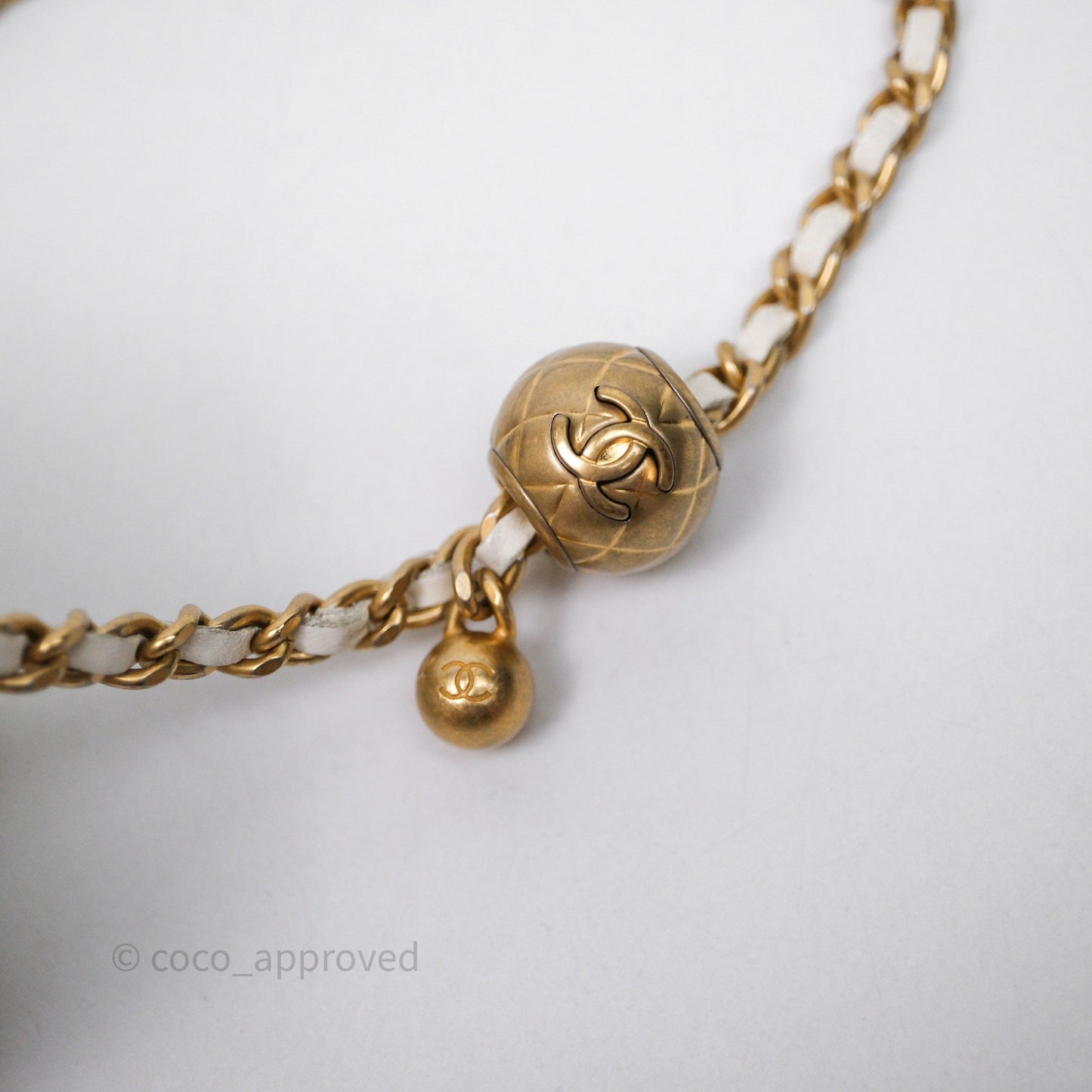 Chanel Mini Pearl Crush Vanity With Chain White Aged Gold Hardware