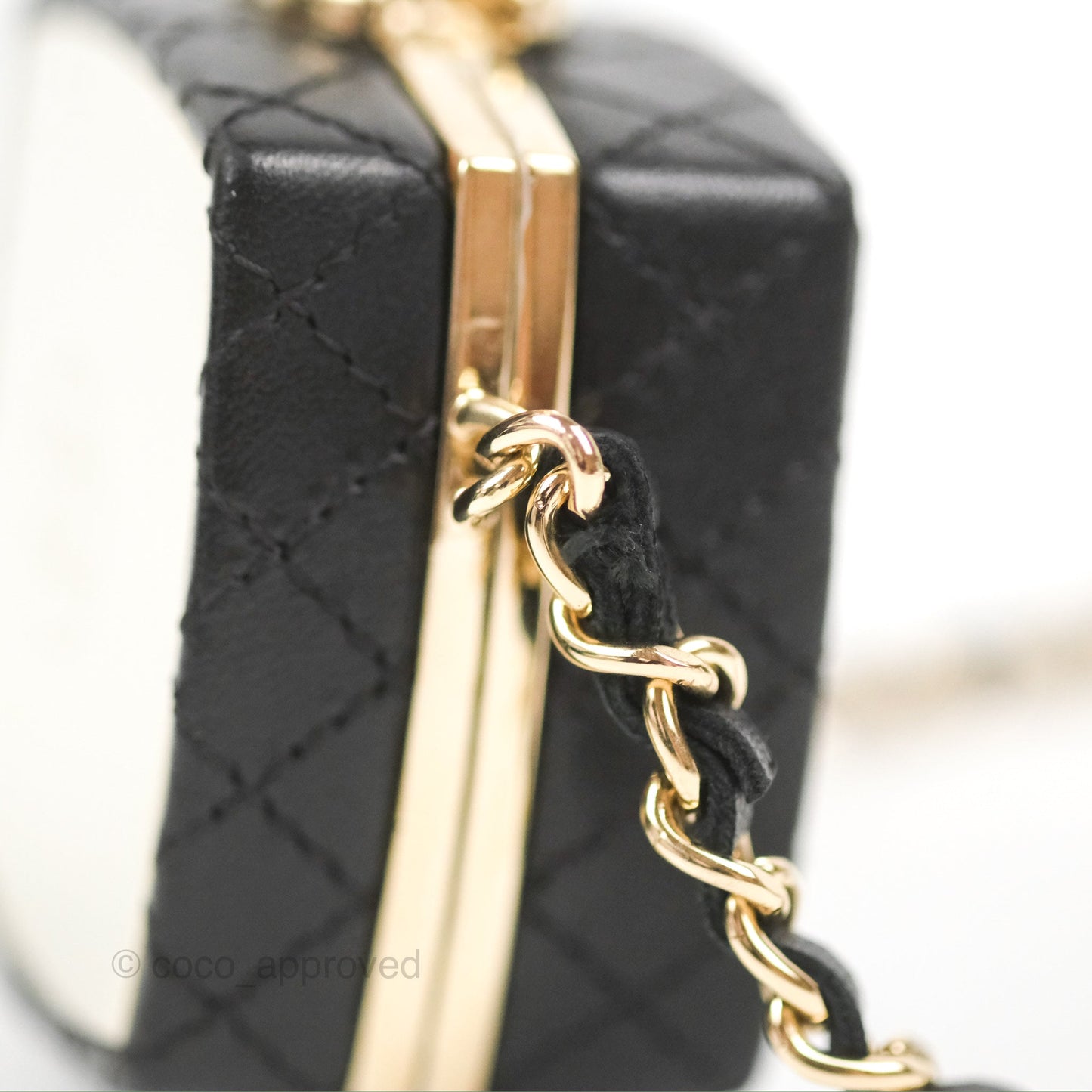 Chanel Mini Beauty Box Clutch With Chain Black Gold Hardware