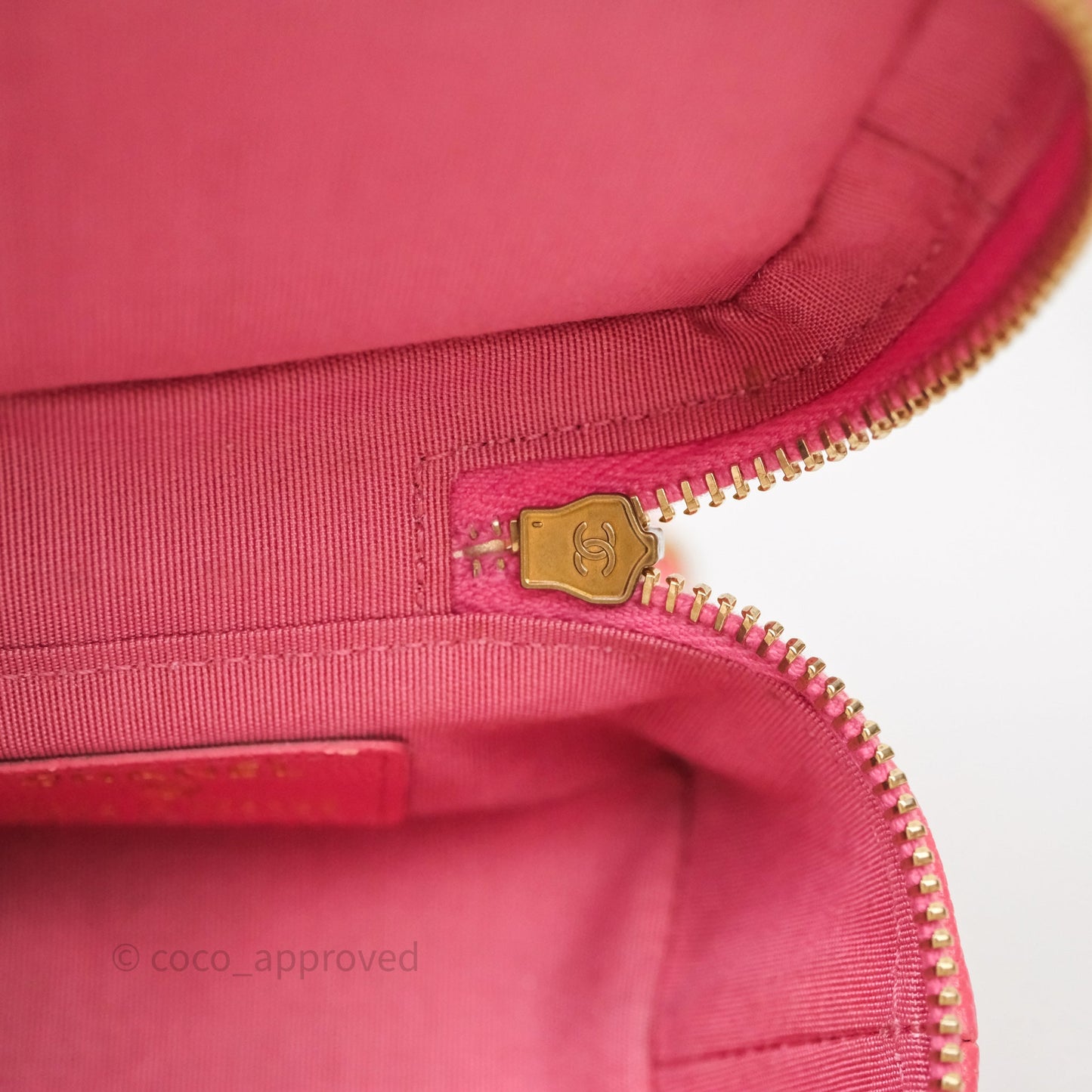 Chanel Quilted Mini Top Handle Vanity With Chain Pink Caviar Aged Gold Hardware