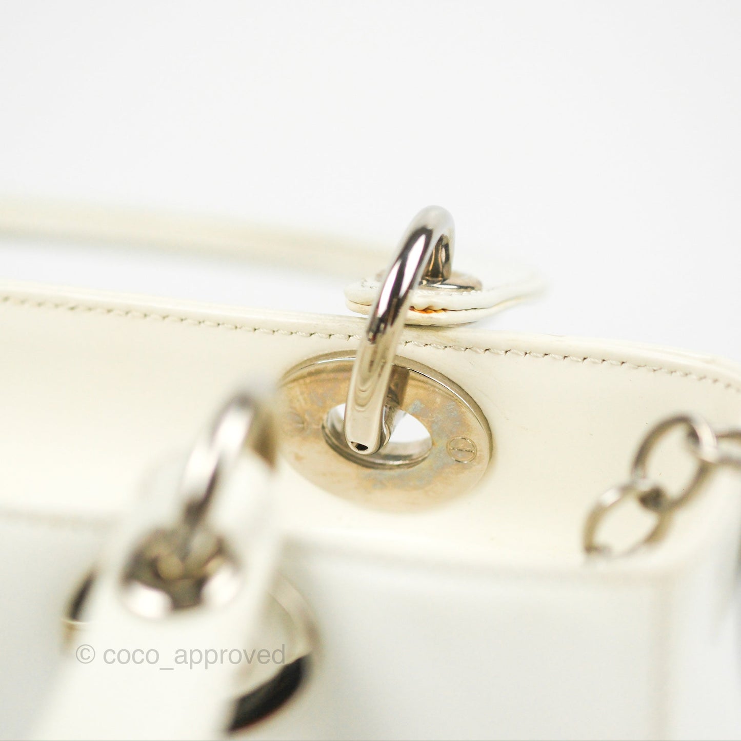 Christian Dior Lady Dior White Calfskin Silver Hardware