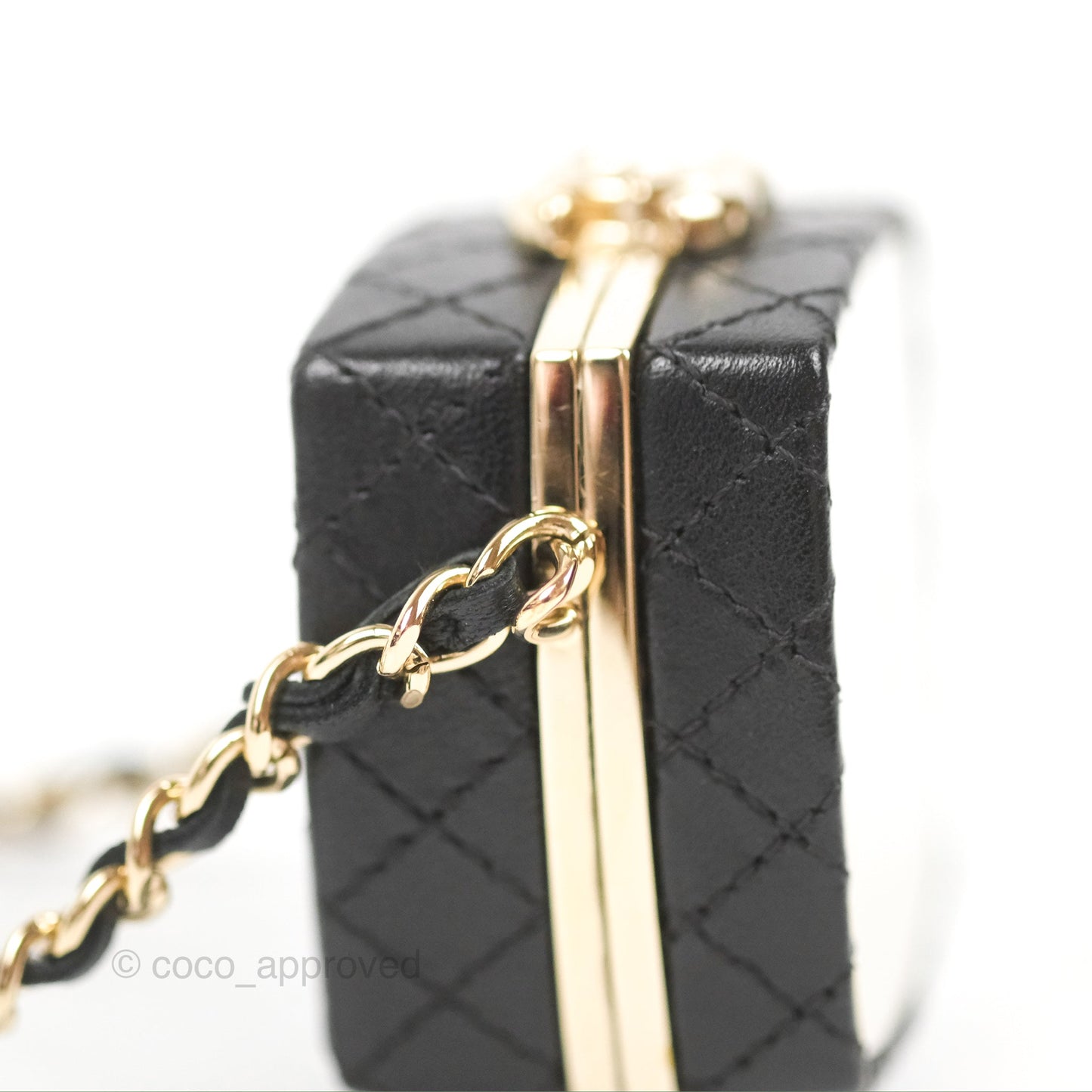 Chanel Mini Beauty Box Clutch With Chain Black Gold Hardware