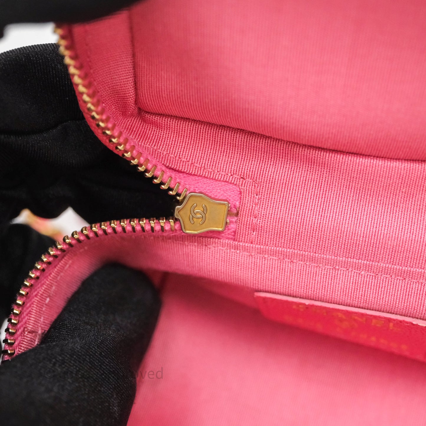 Chanel Quilted Mini Top Handle Vanity With Chain Pink Caviar Aged Gold Hardware