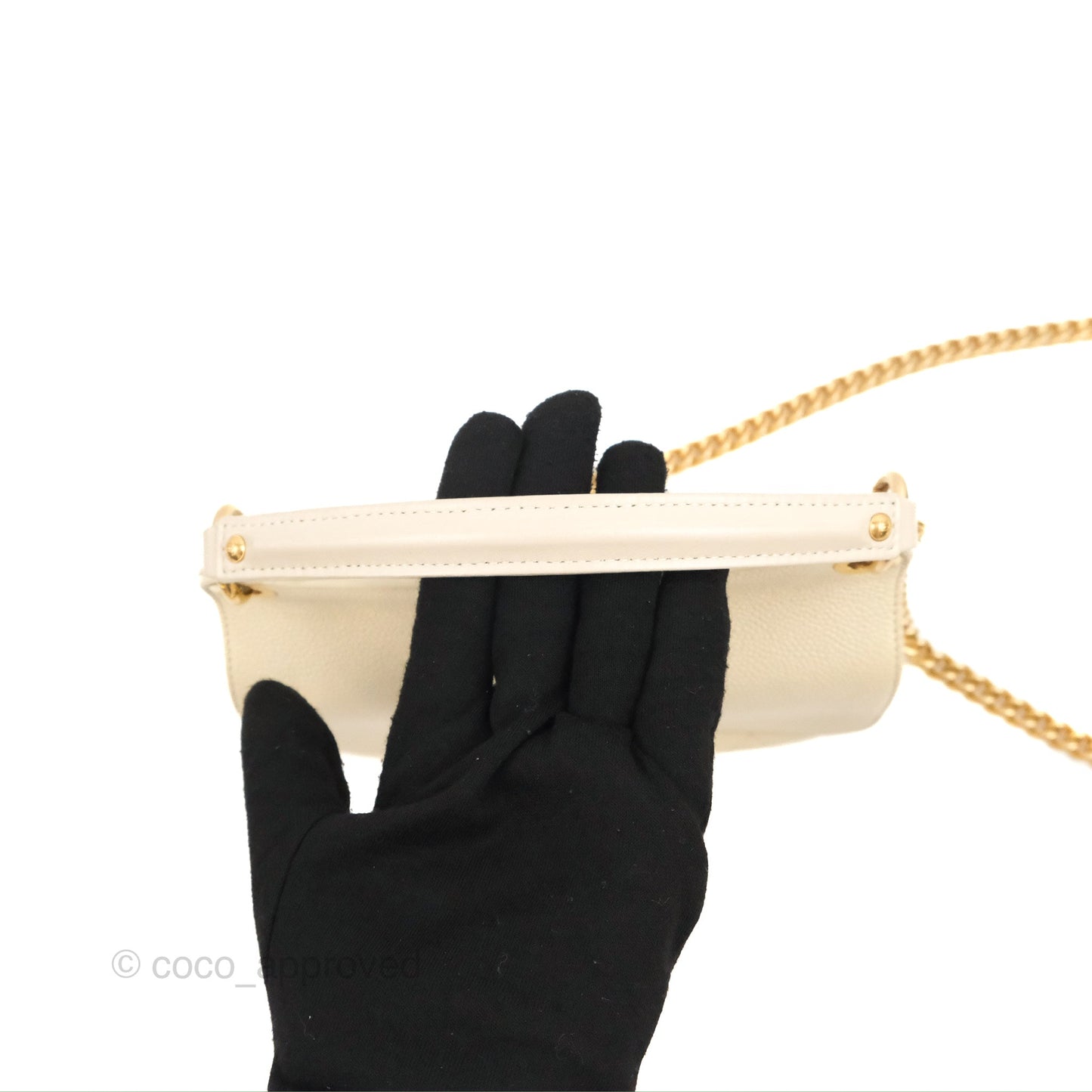 Chanel Handle Flap Bag Ivory Caviar Aged Gold Hardware