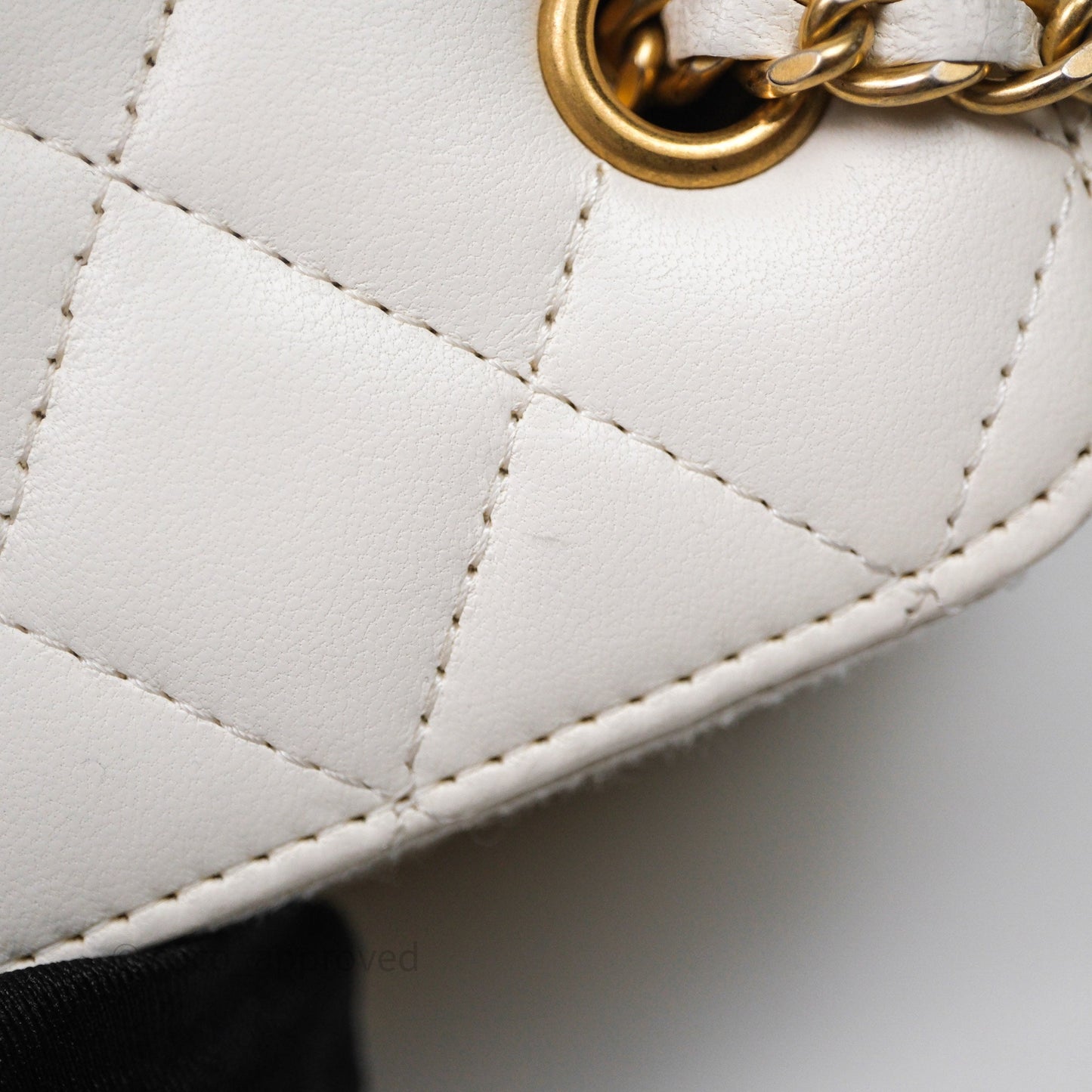 Chanel Mini Pearl Crush Vanity With Chain White Aged Gold Hardware