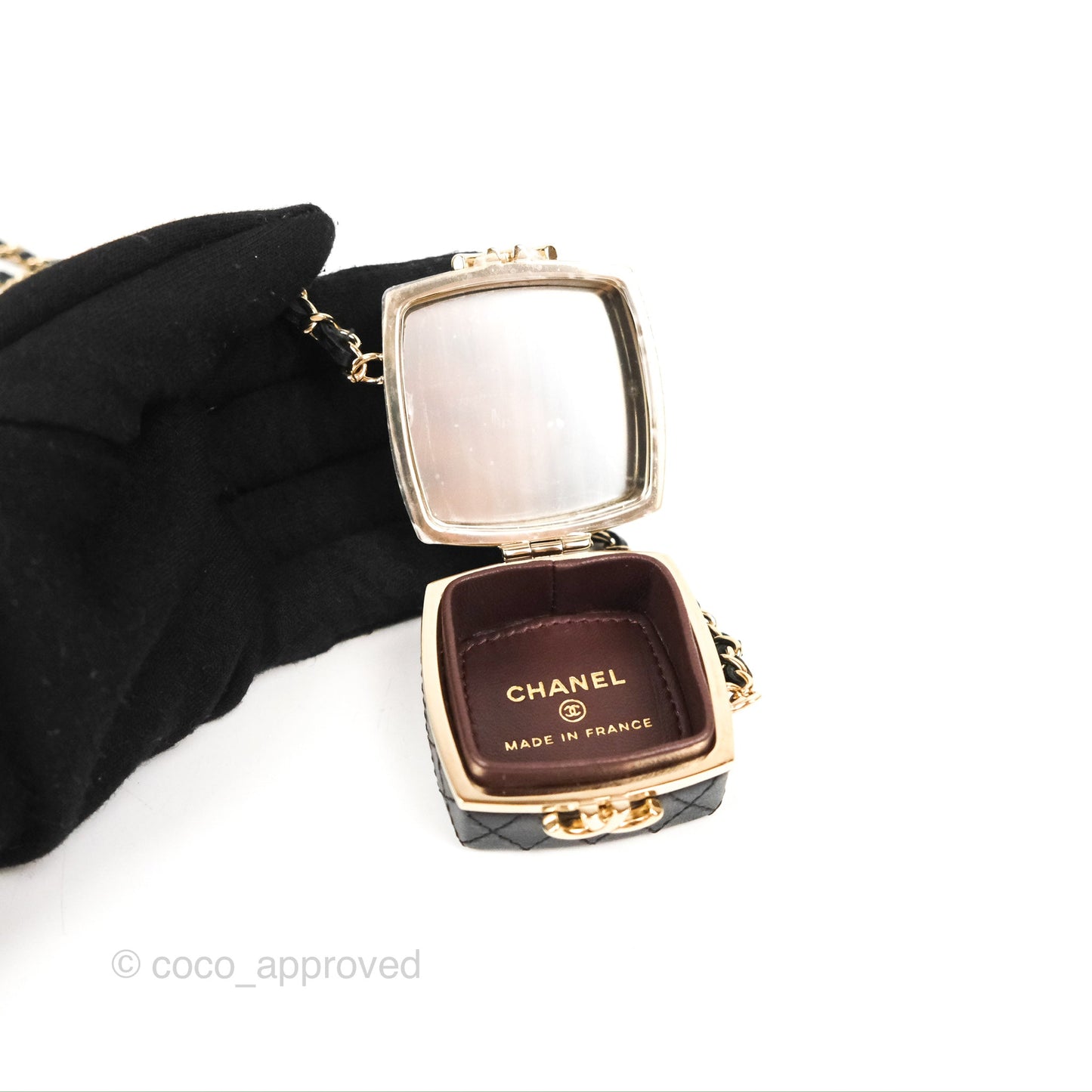 Chanel Mini Beauty Box Clutch With Chain Black Gold Hardware