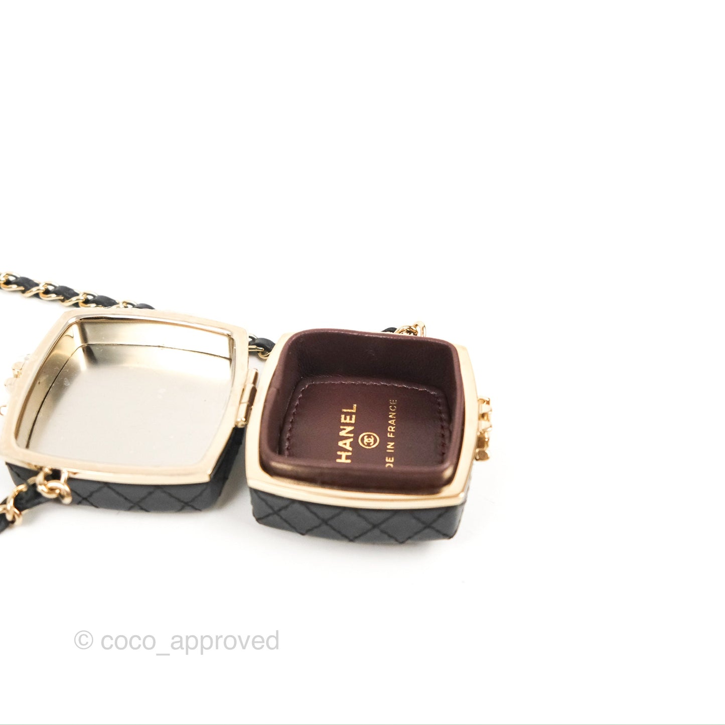 Chanel Mini Beauty Box Clutch With Chain Black Gold Hardware