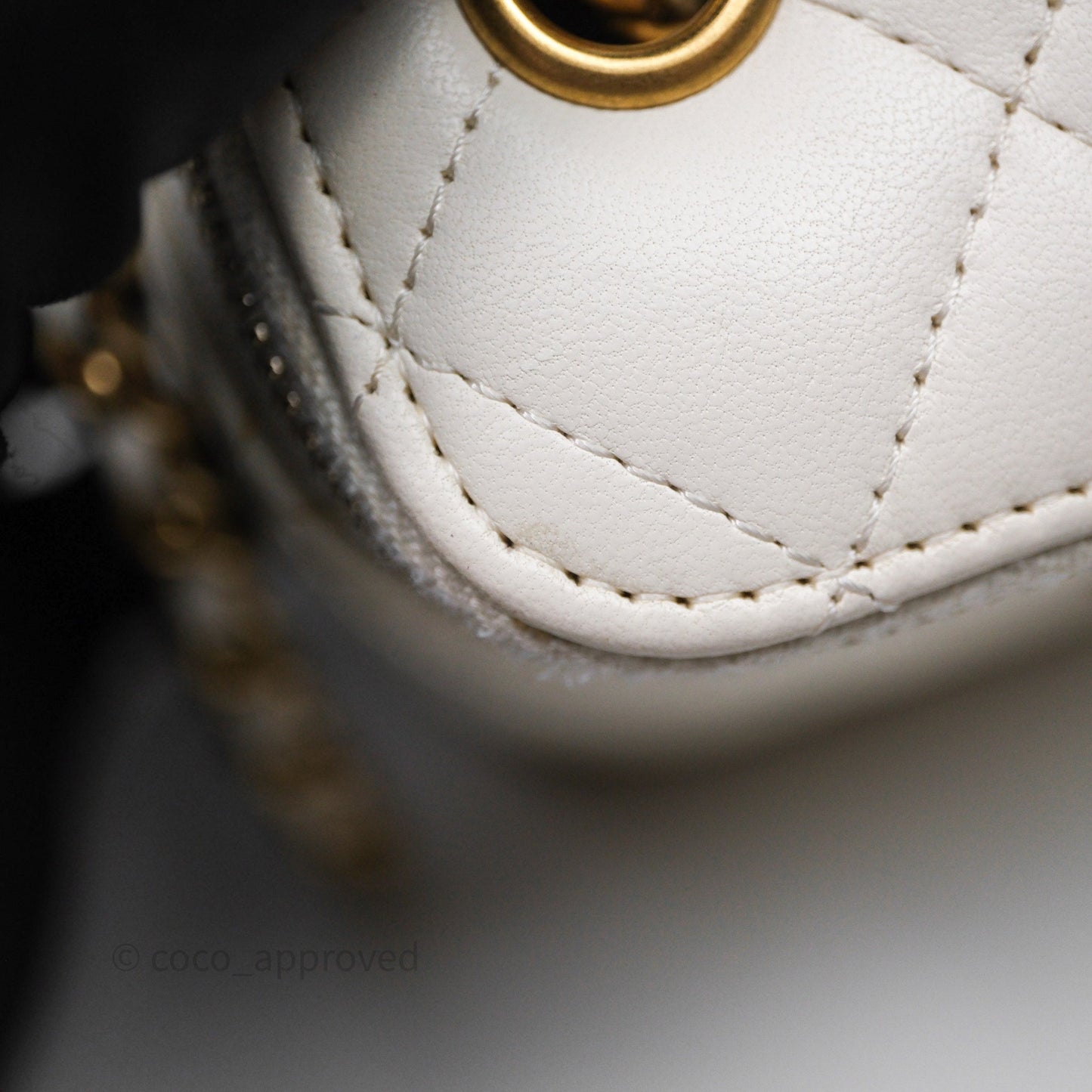 Chanel Mini Pearl Crush Vanity With Chain White Aged Gold Hardware