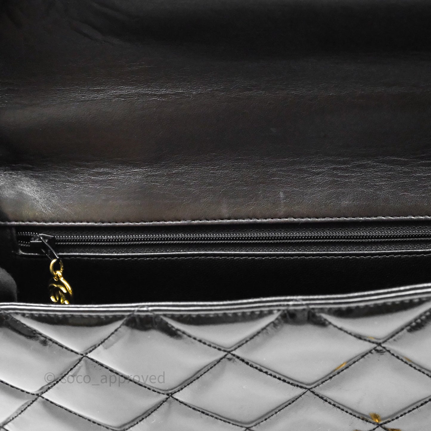 Chanel Vintage Black Patent Handbag 24K Gold Hardware