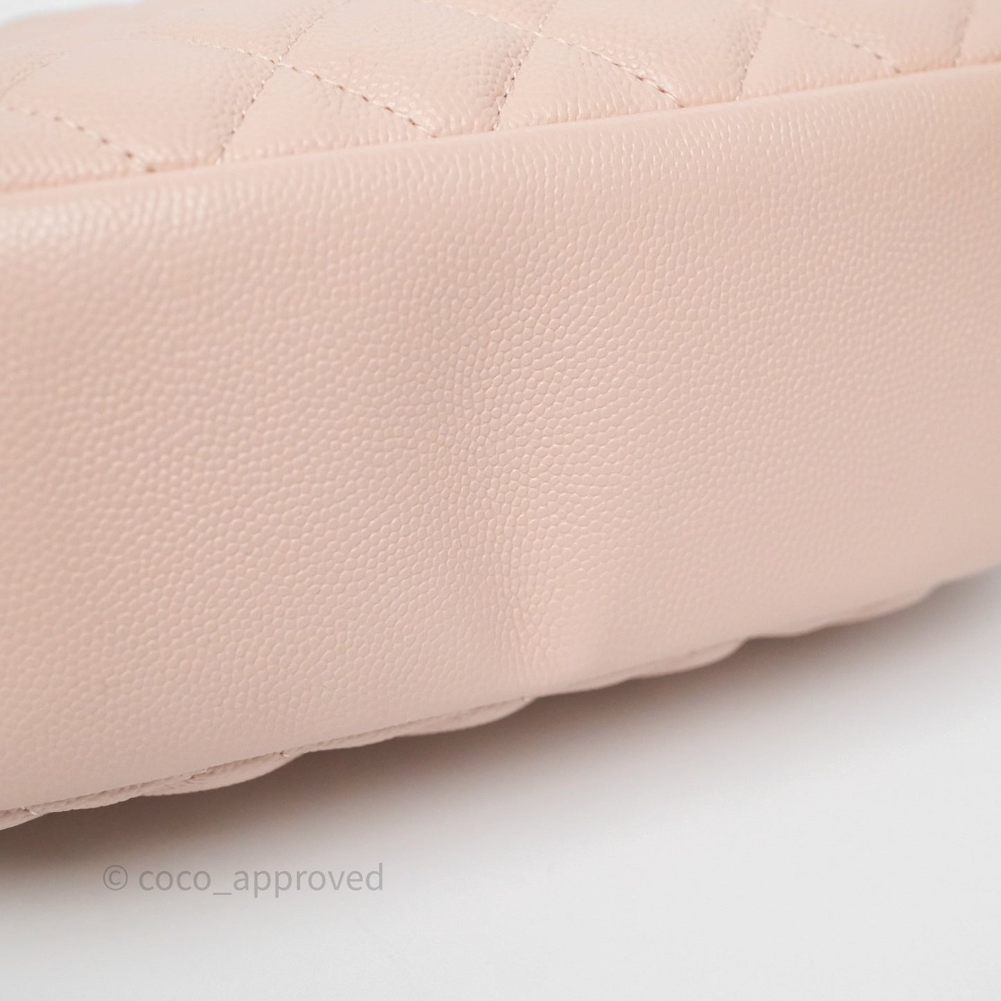 Chanel Quilted Curvy Cosmetic Pouch Beige Pink Caviar Gold Hardware