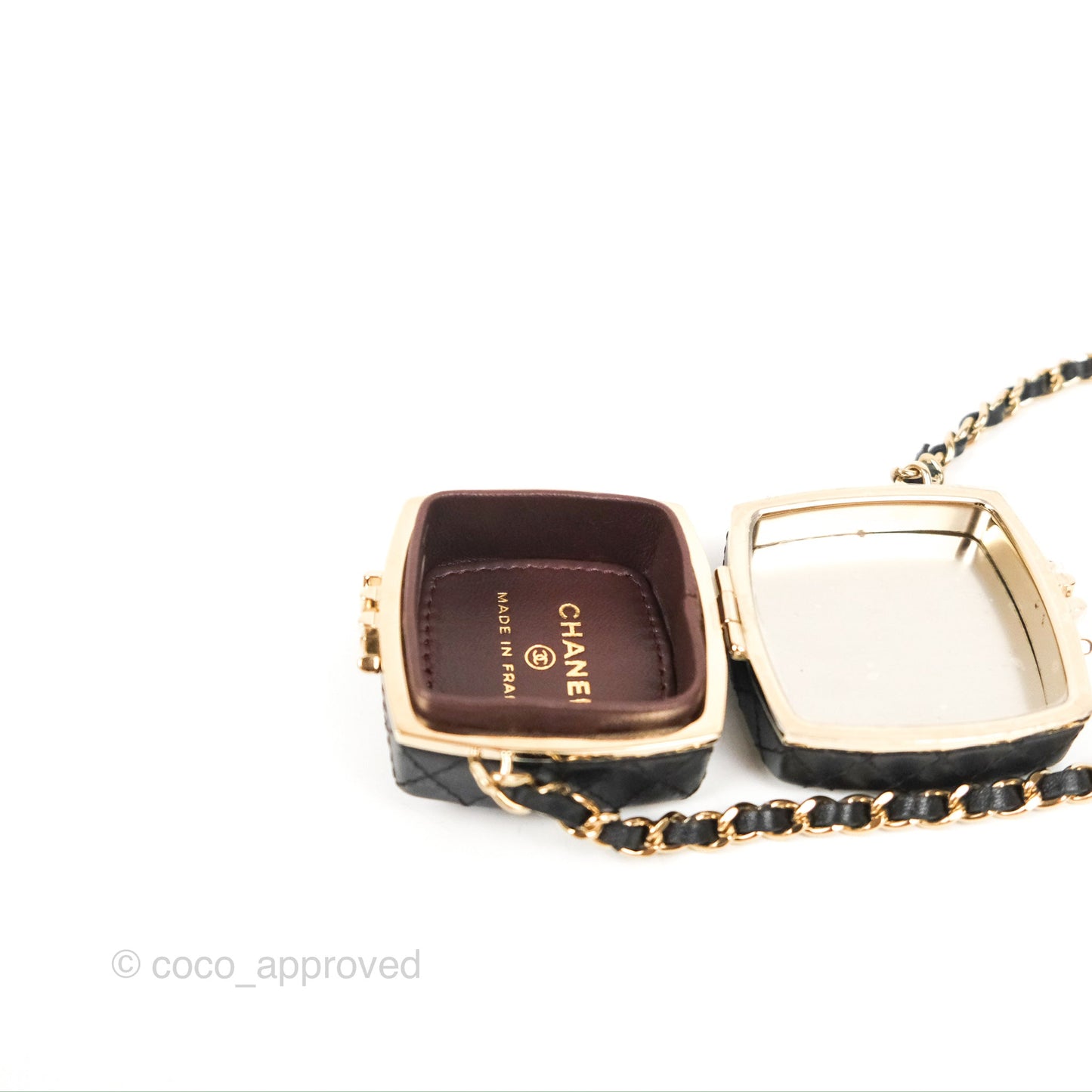 Chanel Mini Beauty Box Clutch With Chain Black Gold Hardware