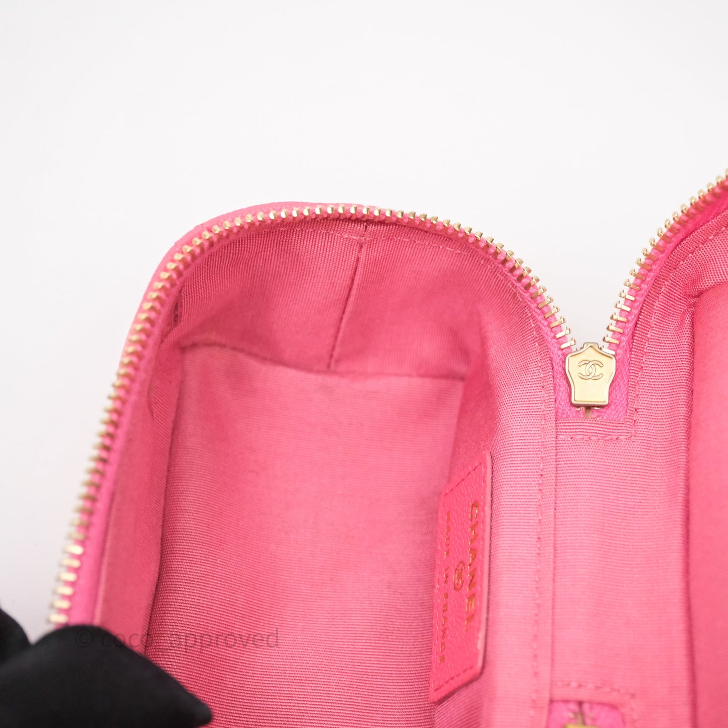 Chanel Quilted Mini Top Handle Vanity With Chain Pink Caviar Aged Gold Hardware