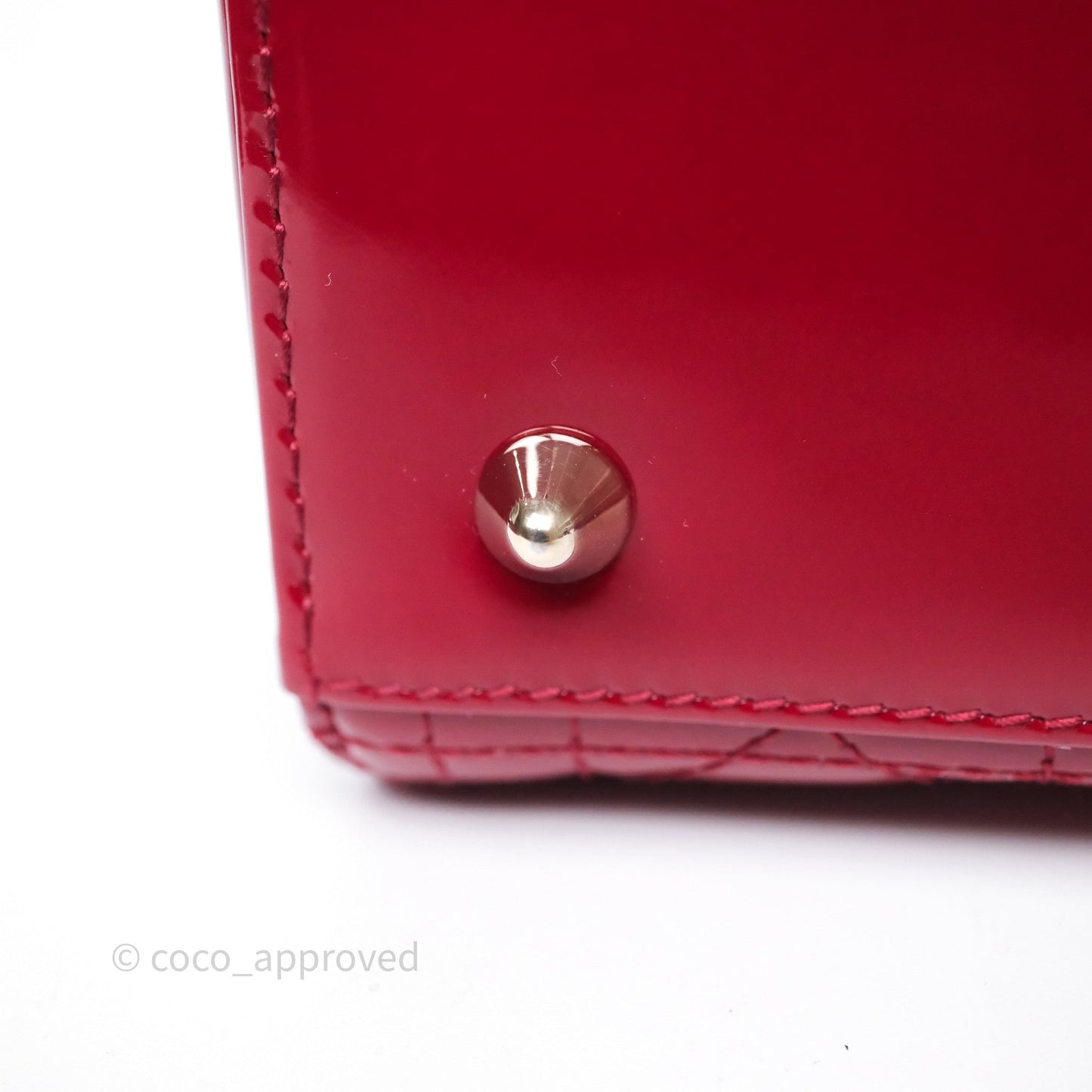 Christian Dior Medium Lady Dior Red Patent Cannage Calfskin Gold Hardware