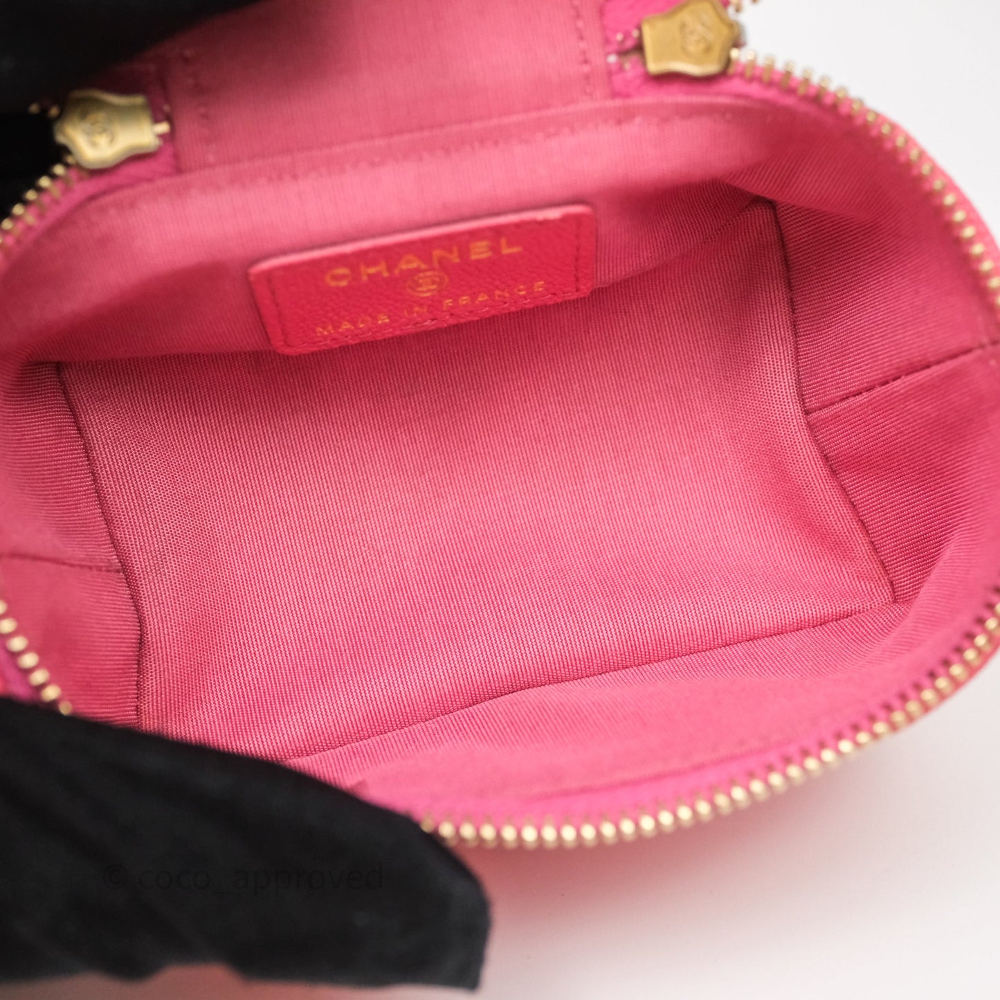 Chanel Quilted Mini Top Handle Vanity With Chain Pink Caviar Aged Gold Hardware