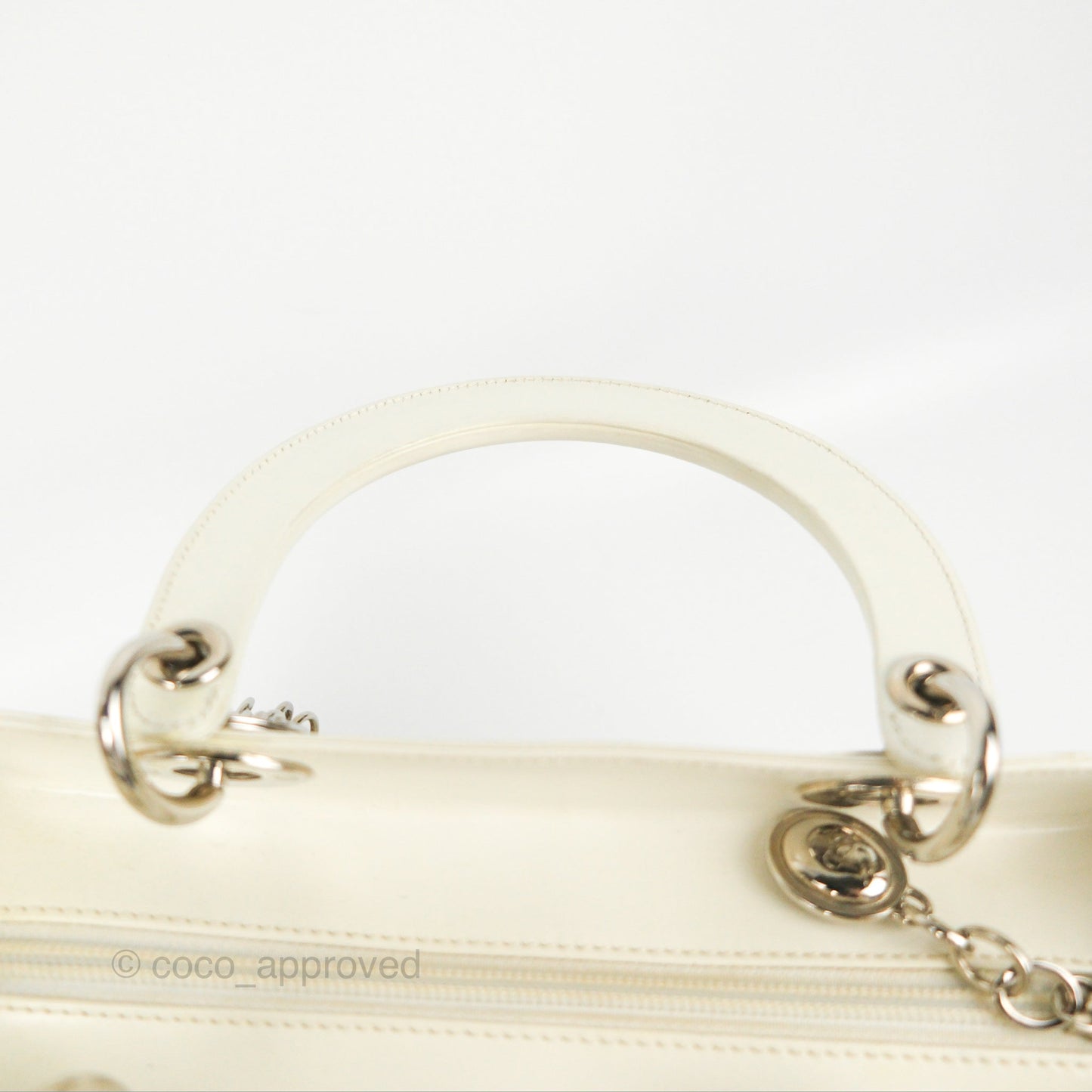 Christian Dior Lady Dior White Calfskin Silver Hardware