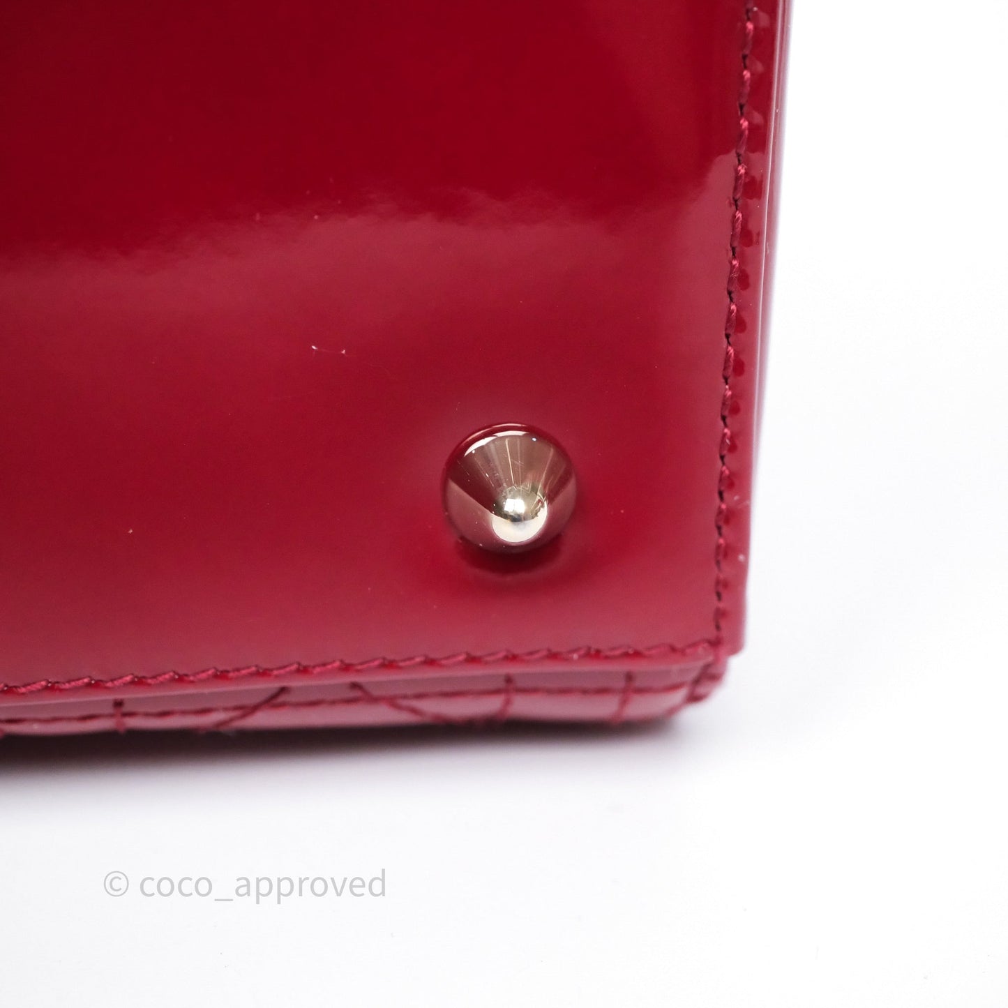Christian Dior Medium Lady Dior Red Patent Cannage Calfskin Gold Hardware