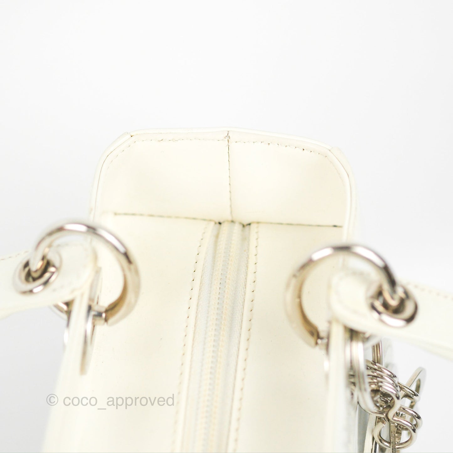 Christian Dior Lady Dior White Calfskin Silver Hardware