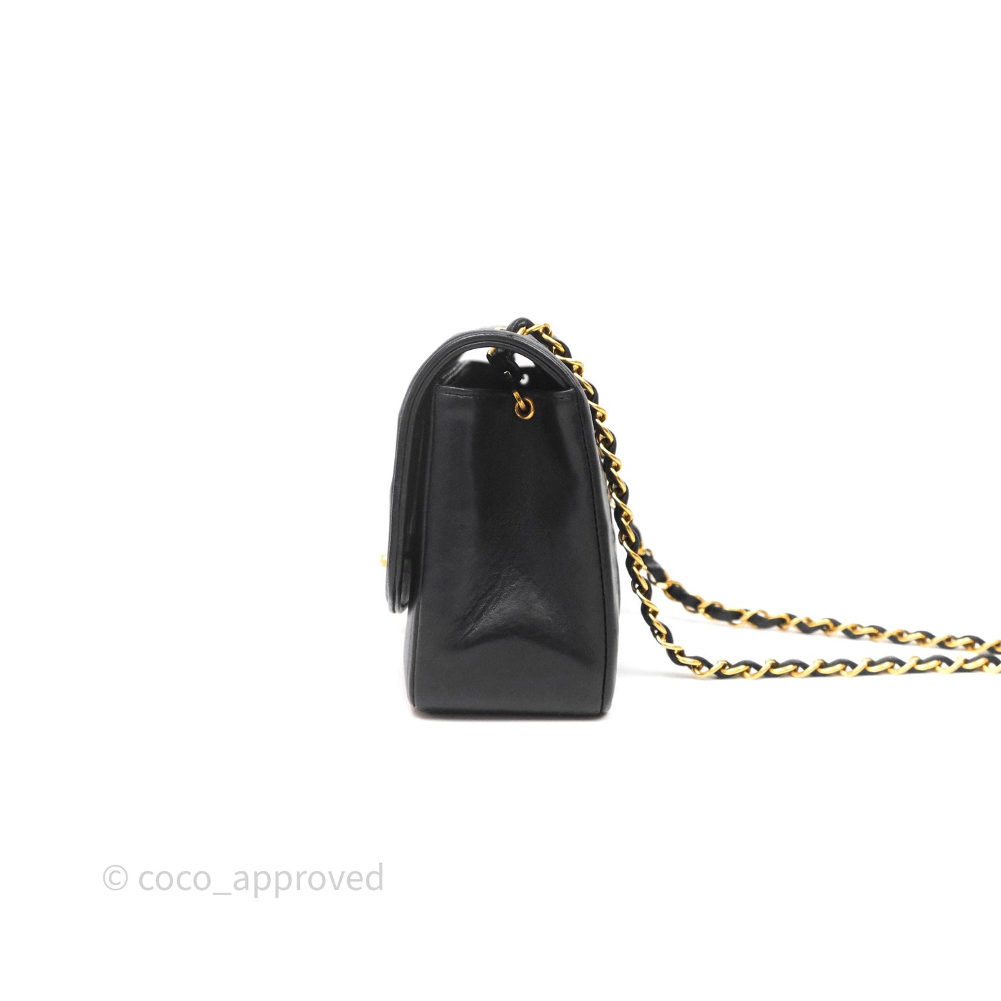 Chanel Vintage Quilted Small Classic Diana Flap Bag Black Lambskin 24K Gold Hardware
