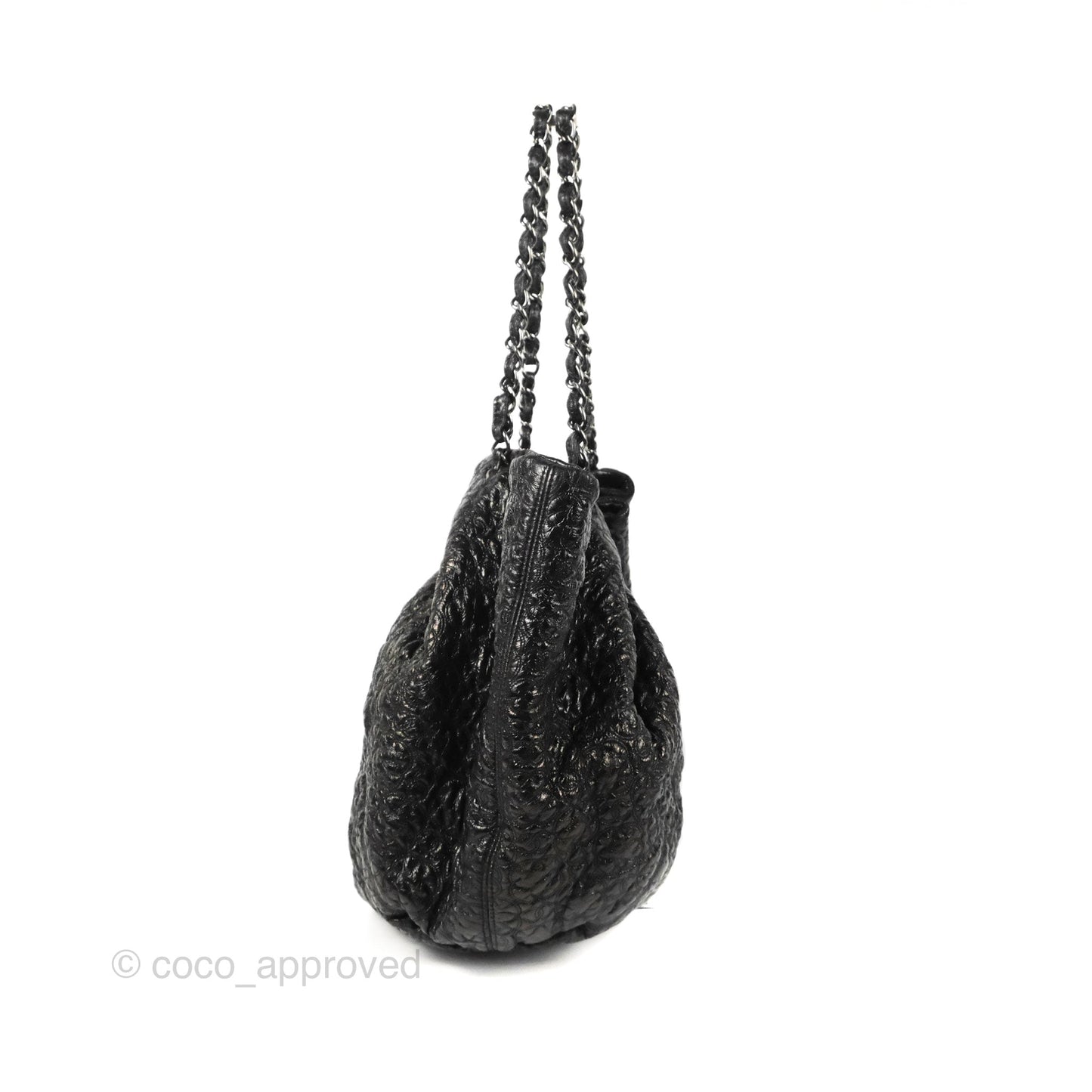 Chanel Rock In Moscow Tot Bag Black Glazed Crumpled Leather Silver Hardware