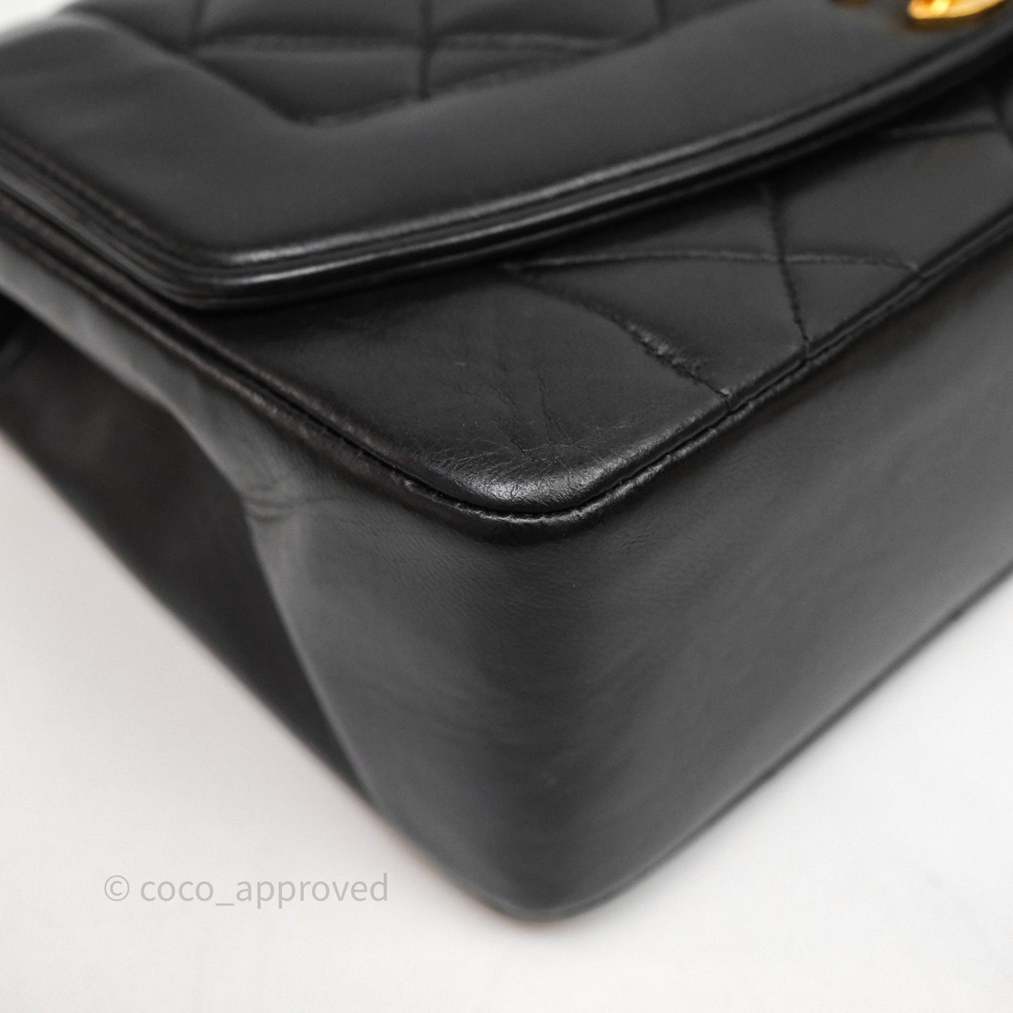 Chanel Vintage Quilted Small Classic Diana Flap Bag Black Lambskin 24K Gold Hardware