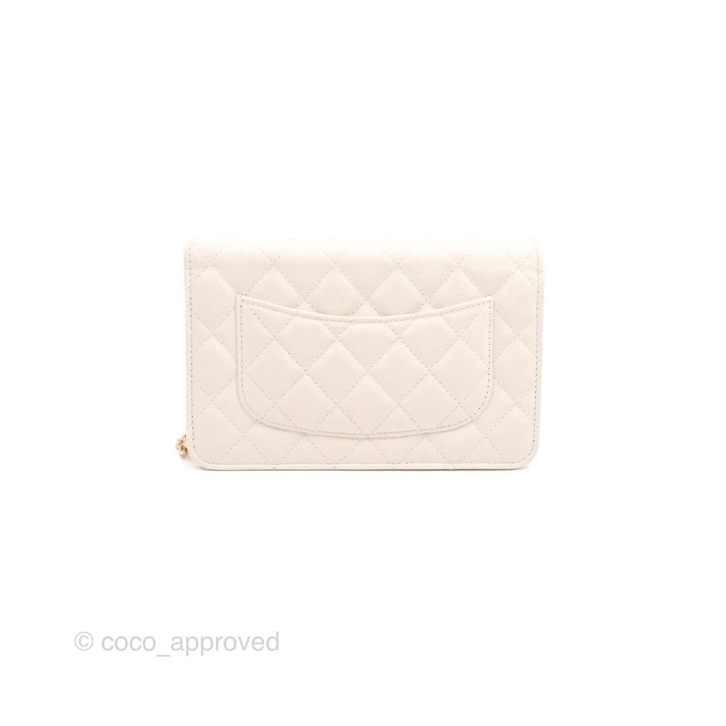 Chanel Quilted WOC White Caviar Gold Hardware With Charms