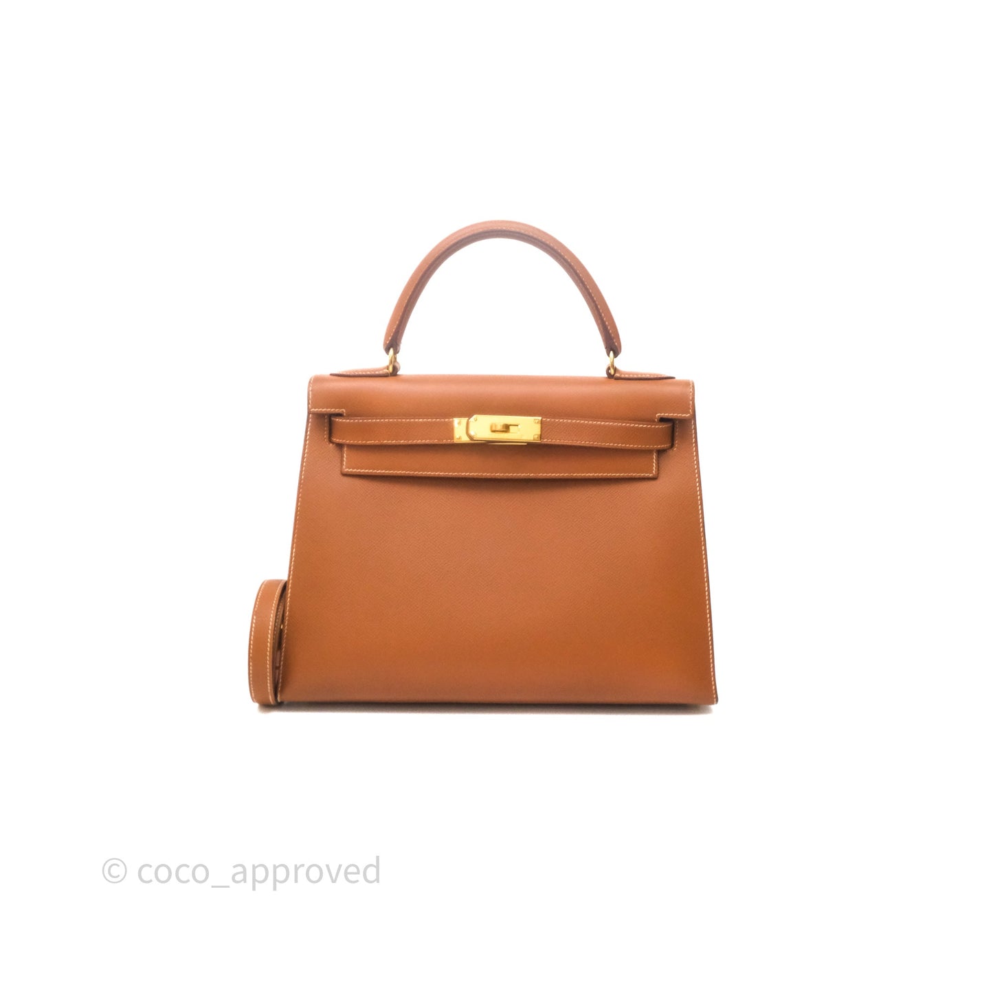 Hermès Kelly 28 Sellier Gold Courchevel Gold Hardware