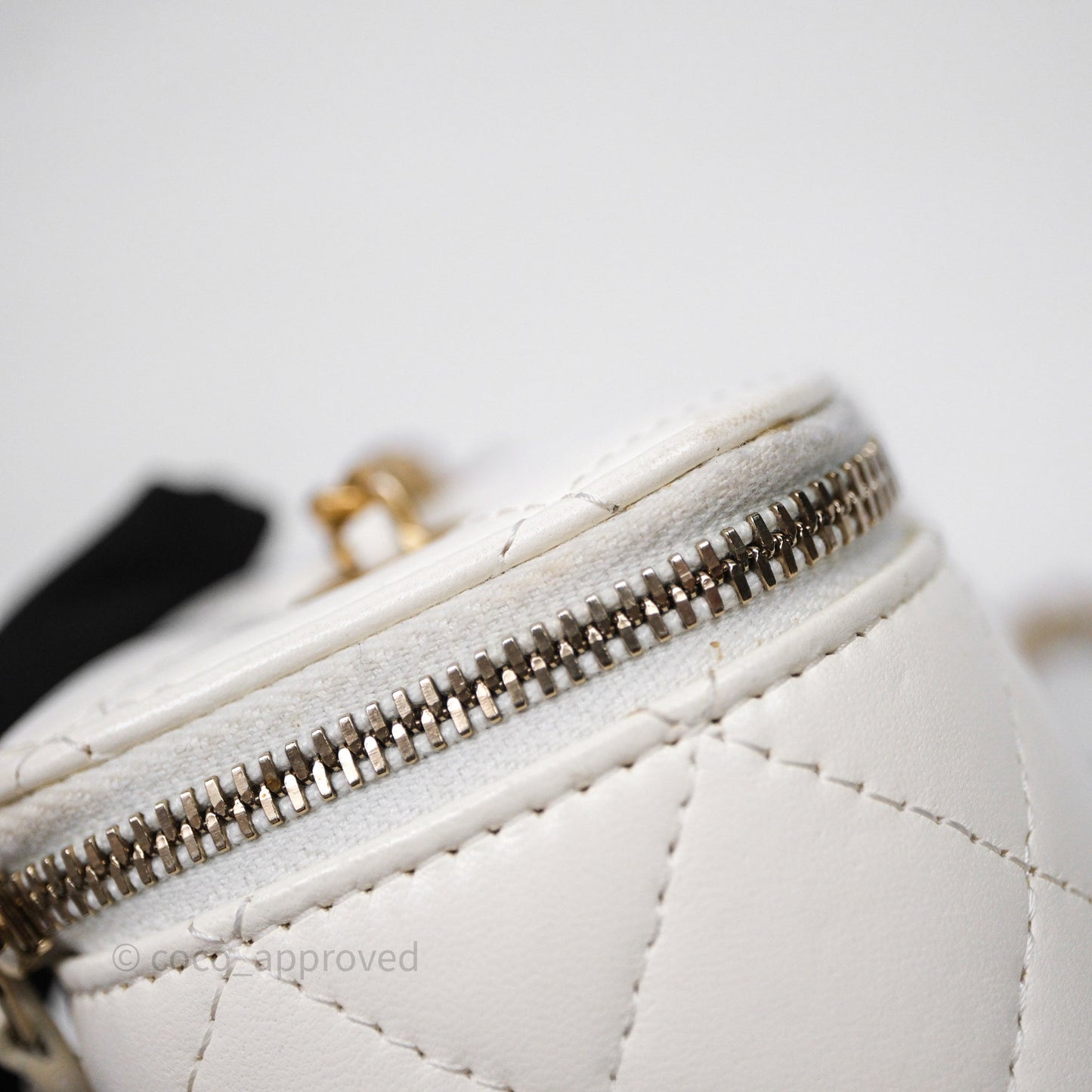 Chanel Mini Pearl Crush Vanity With Chain White Aged Gold Hardware