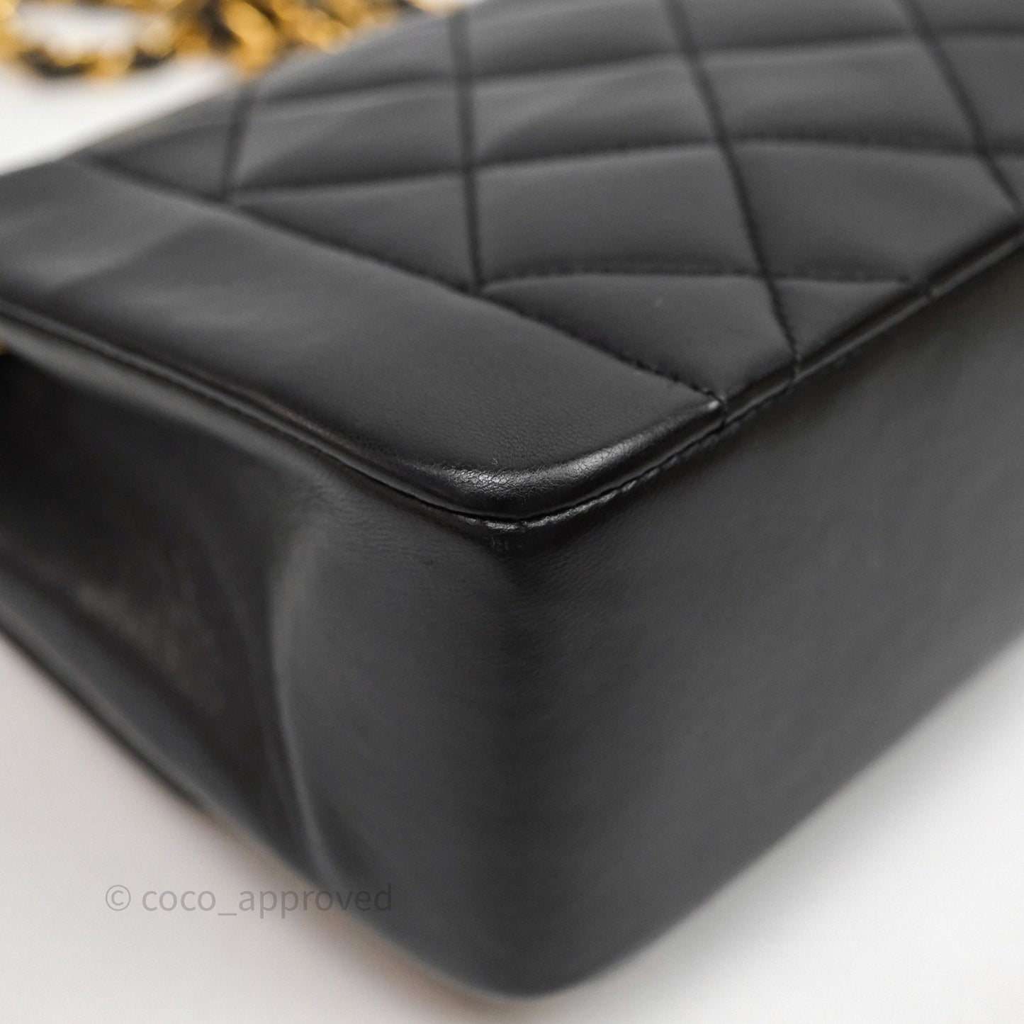 Chanel Vintage Quilted Small Classic Diana Flap Bag Black Lambskin 24K Gold Hardware
