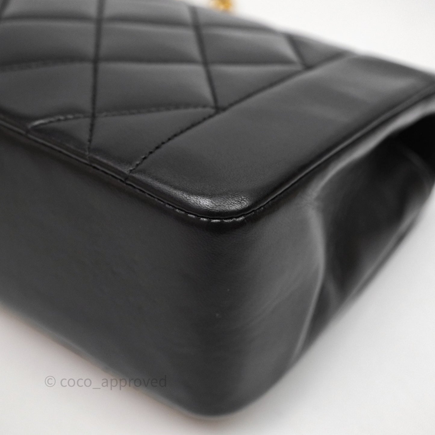 Chanel Vintage Quilted Small Classic Diana Flap Bag Black Lambskin 24K Gold Hardware