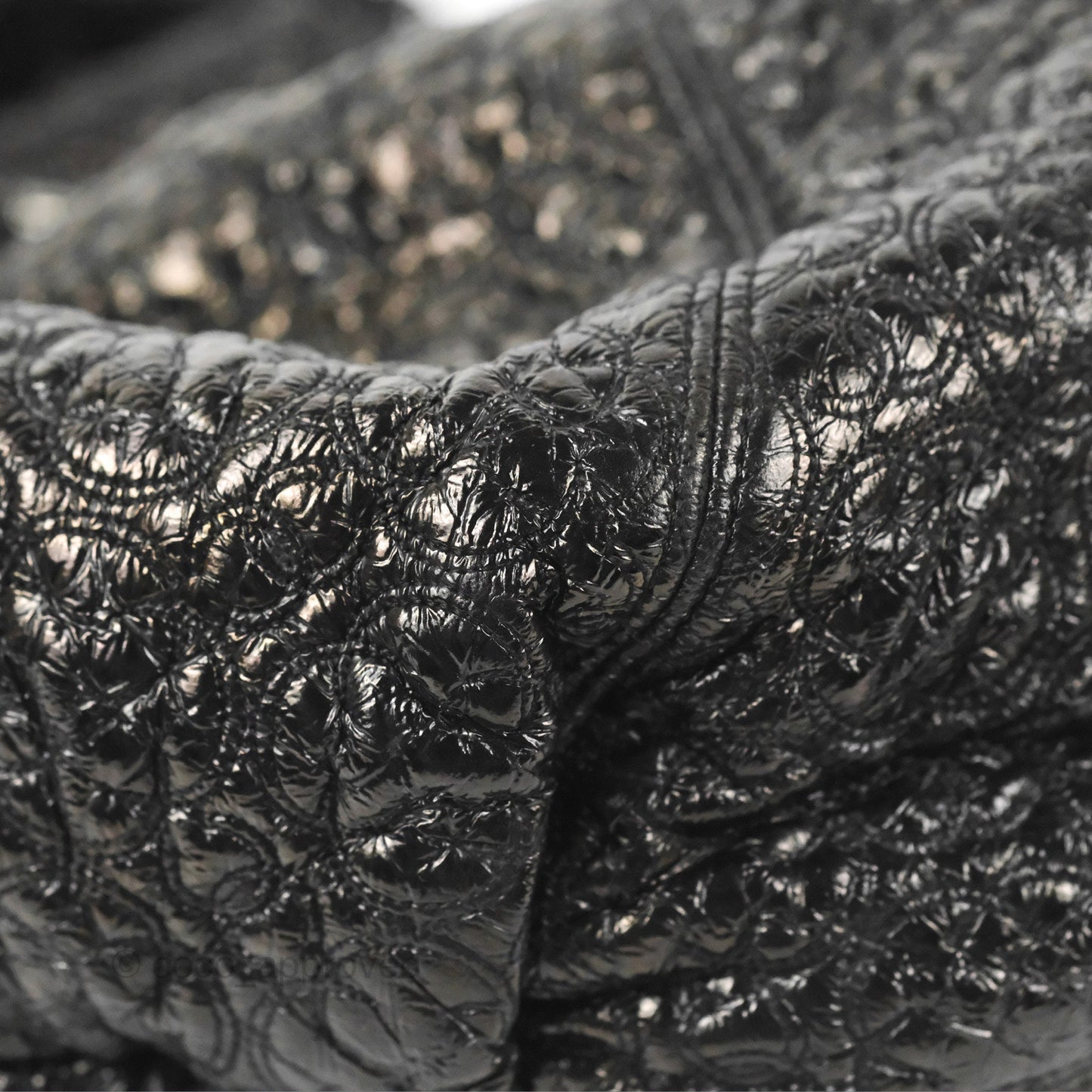 Chanel Rock In Moscow Tot Bag Black Glazed Crumpled Leather Silver Hardware