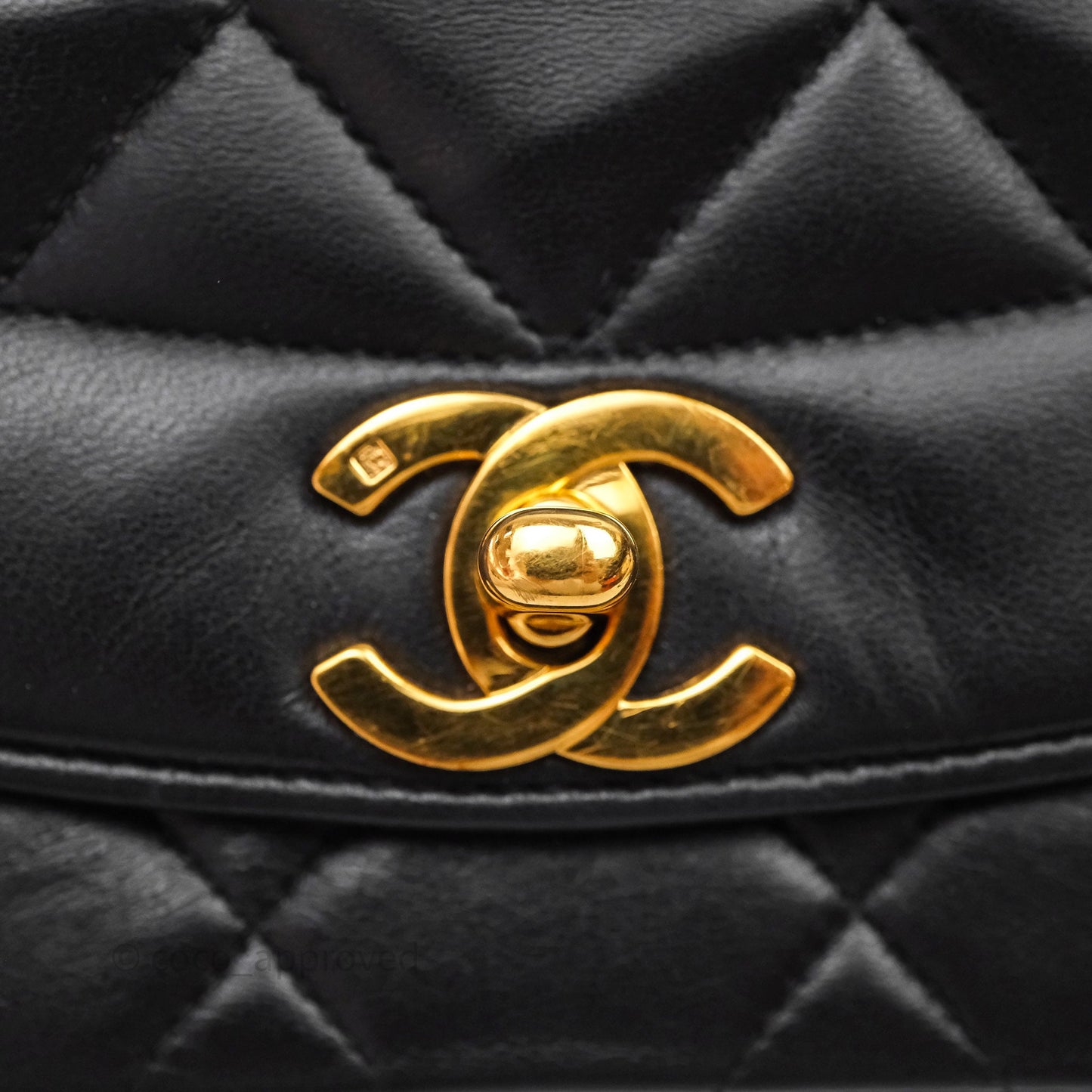Chanel Vintage Quilted Small Classic Diana Flap Bag Black Lambskin 24K Gold Hardware