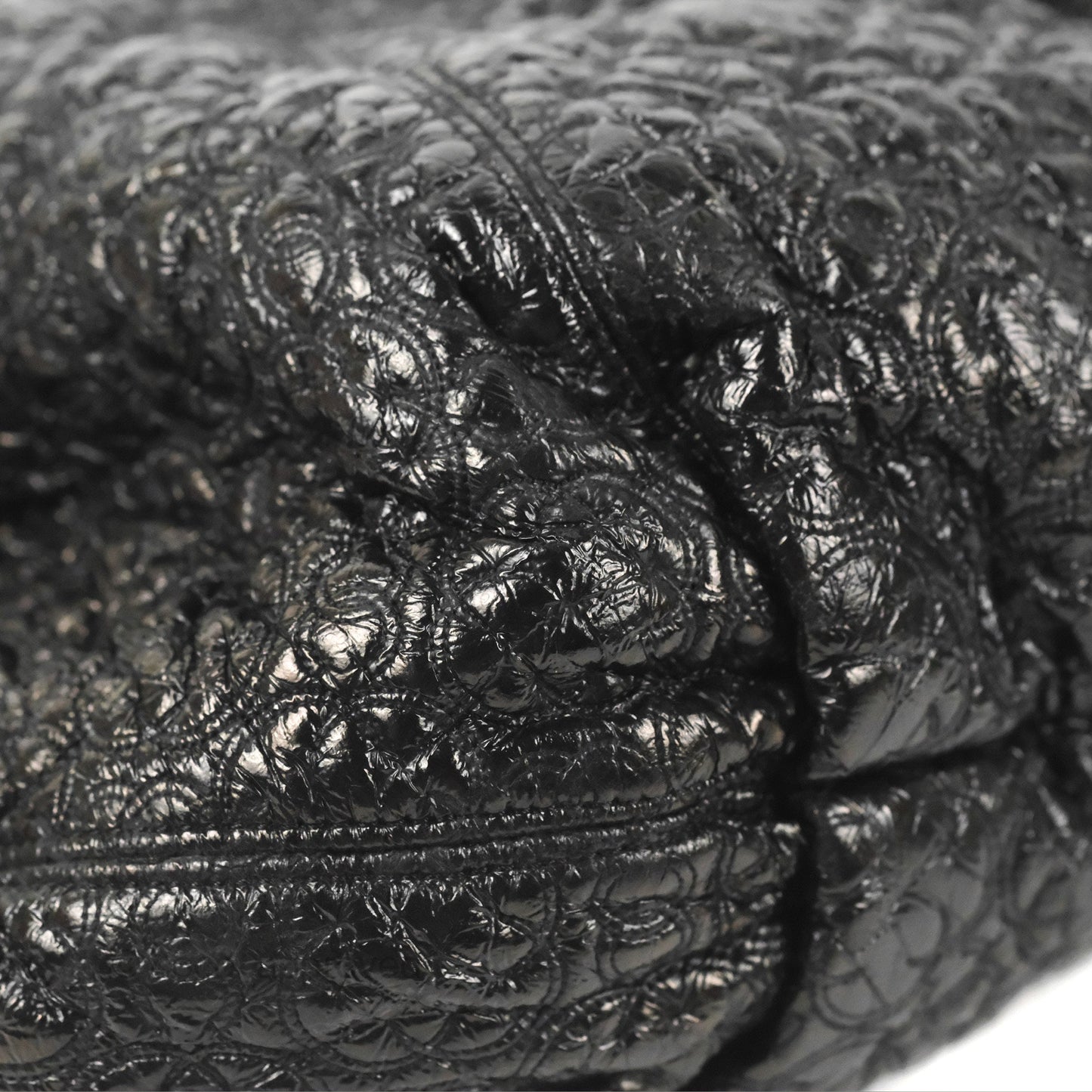 Chanel Rock In Moscow Tot Bag Black Glazed Crumpled Leather Silver Hardware
