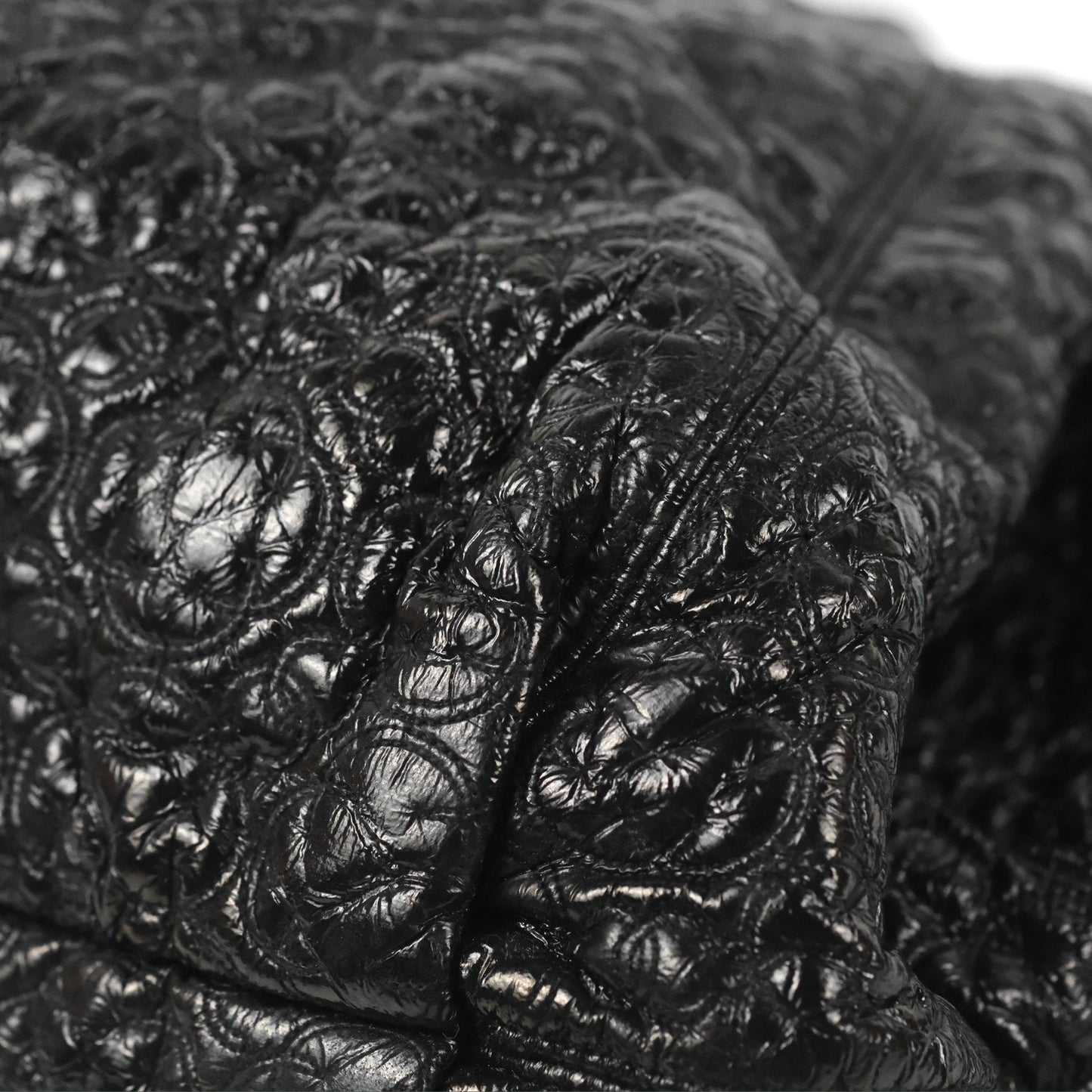 Chanel Rock In Moscow Tot Bag Black Glazed Crumpled Leather Silver Hardware
