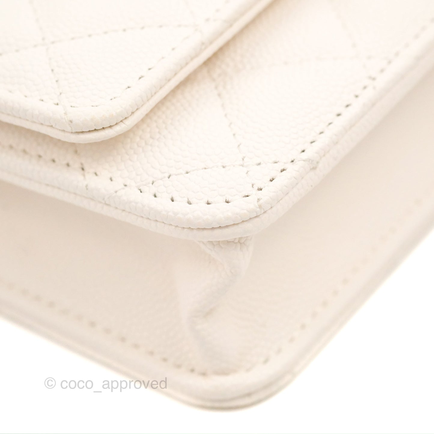 Chanel Quilted WOC White Caviar Gold Hardware With Charms