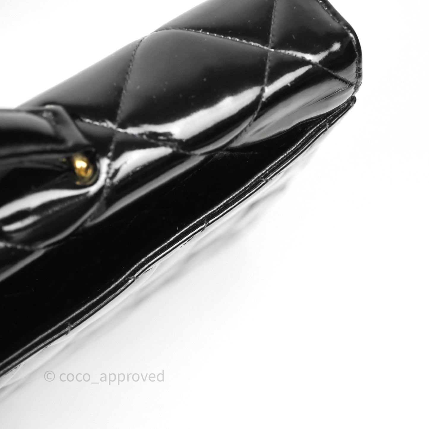 Chanel Vintage Black Patent Handbag 24K Gold Hardware
