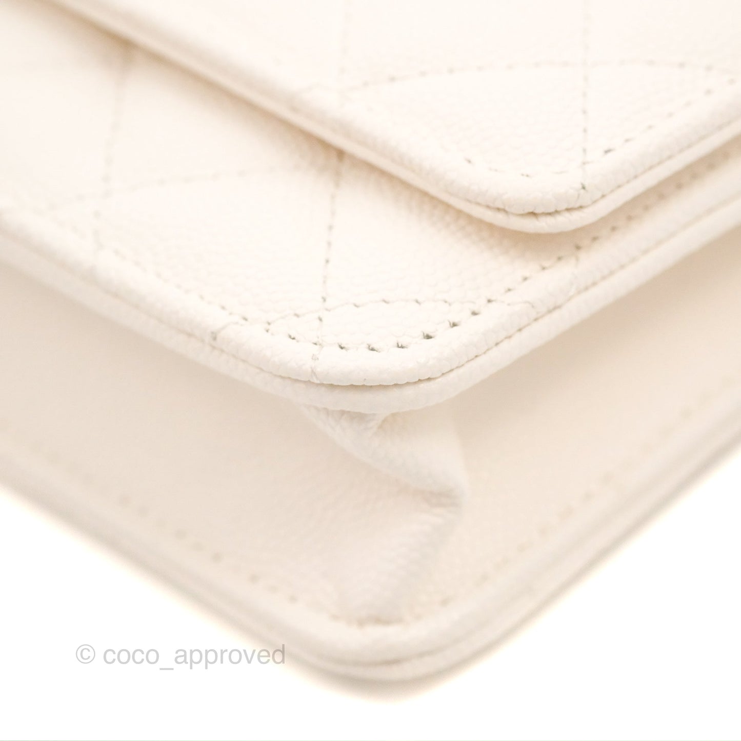 Chanel Quilted WOC White Caviar Gold Hardware With Charms