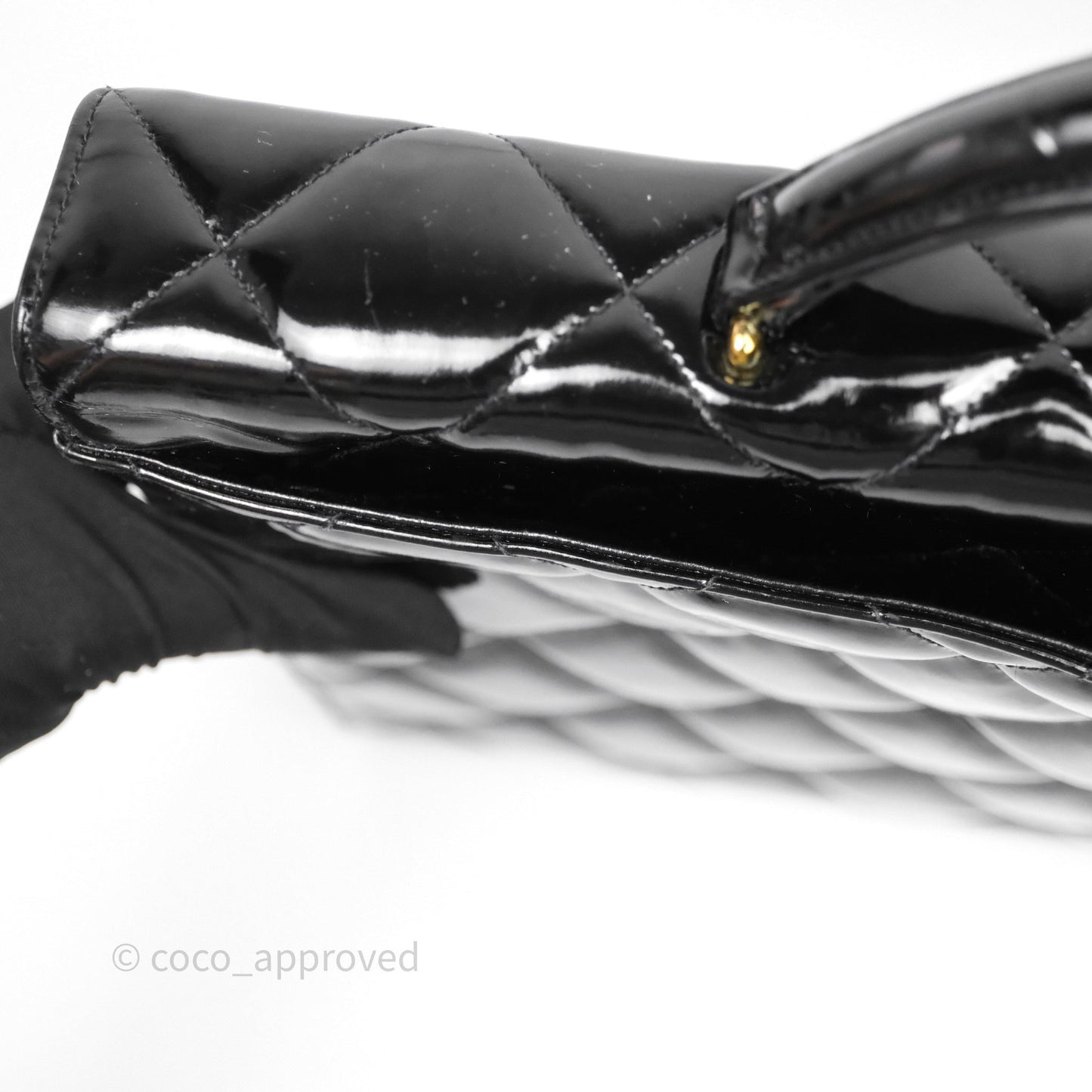 Chanel Vintage Black Patent Handbag 24K Gold Hardware