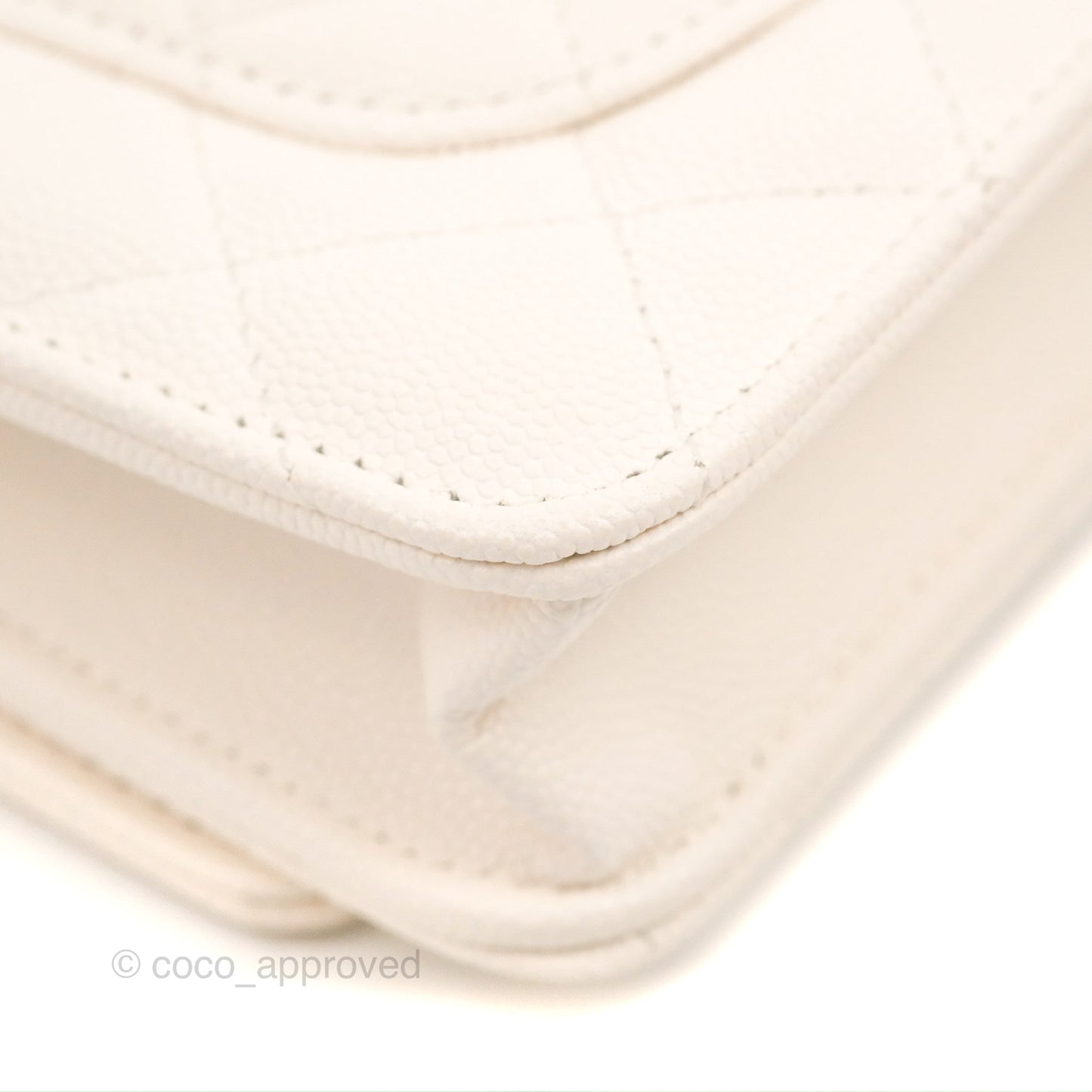 Chanel Quilted WOC White Caviar Gold Hardware With Charms