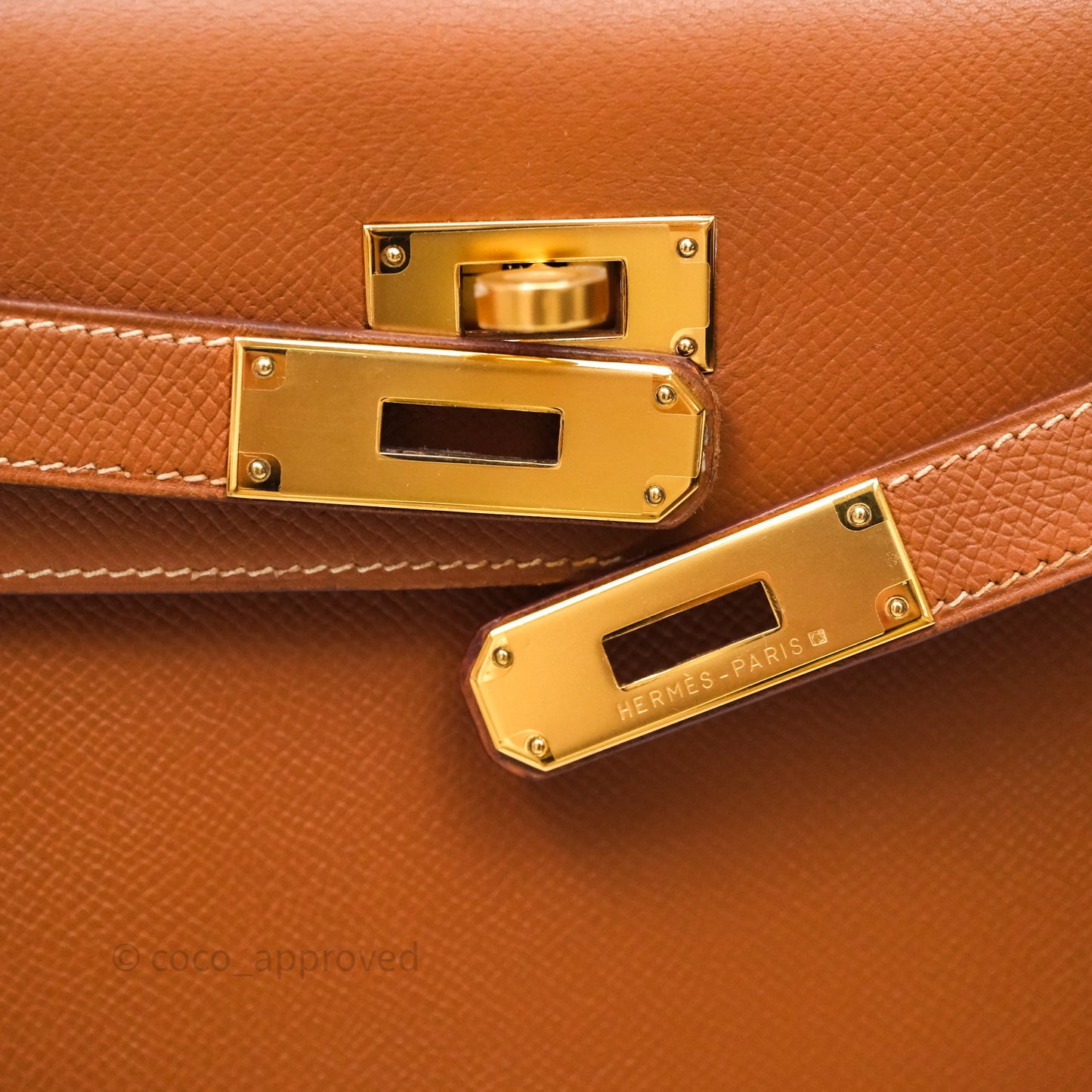 Hermès Kelly 28 Sellier Gold Courchevel Gold Hardware