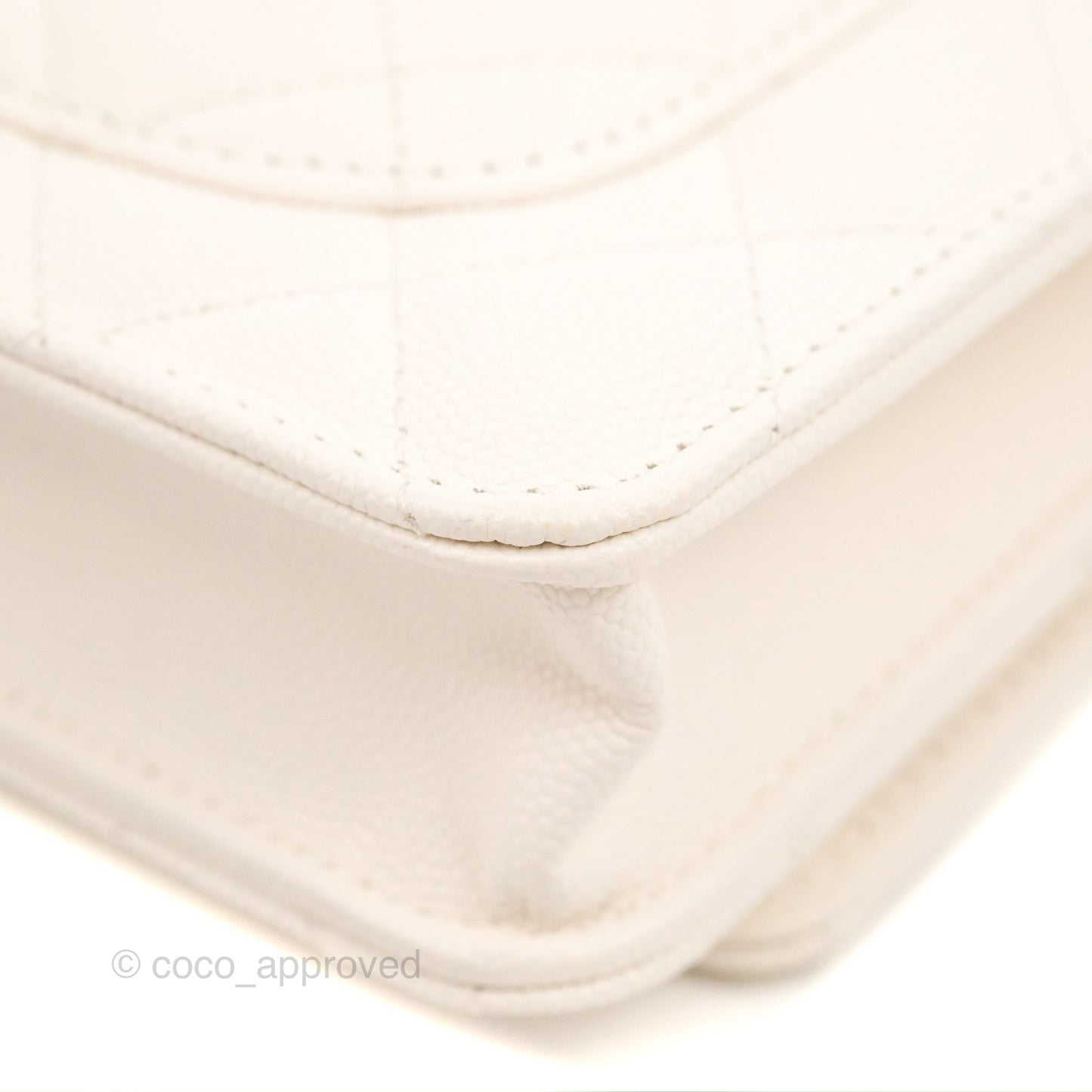 Chanel Quilted WOC White Caviar Gold Hardware With Charms